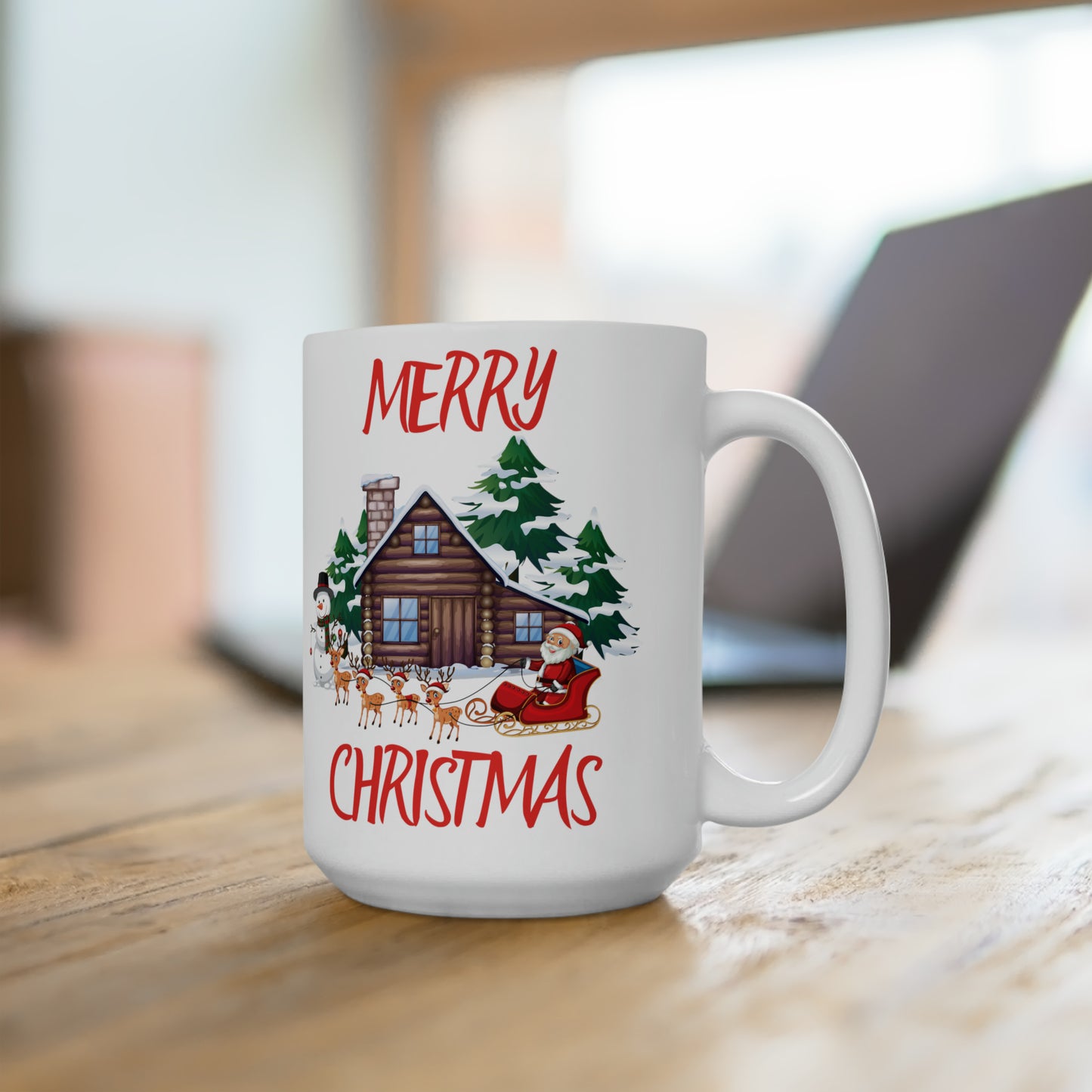 Merry Christmas Scene 15oz Ceramic Mug