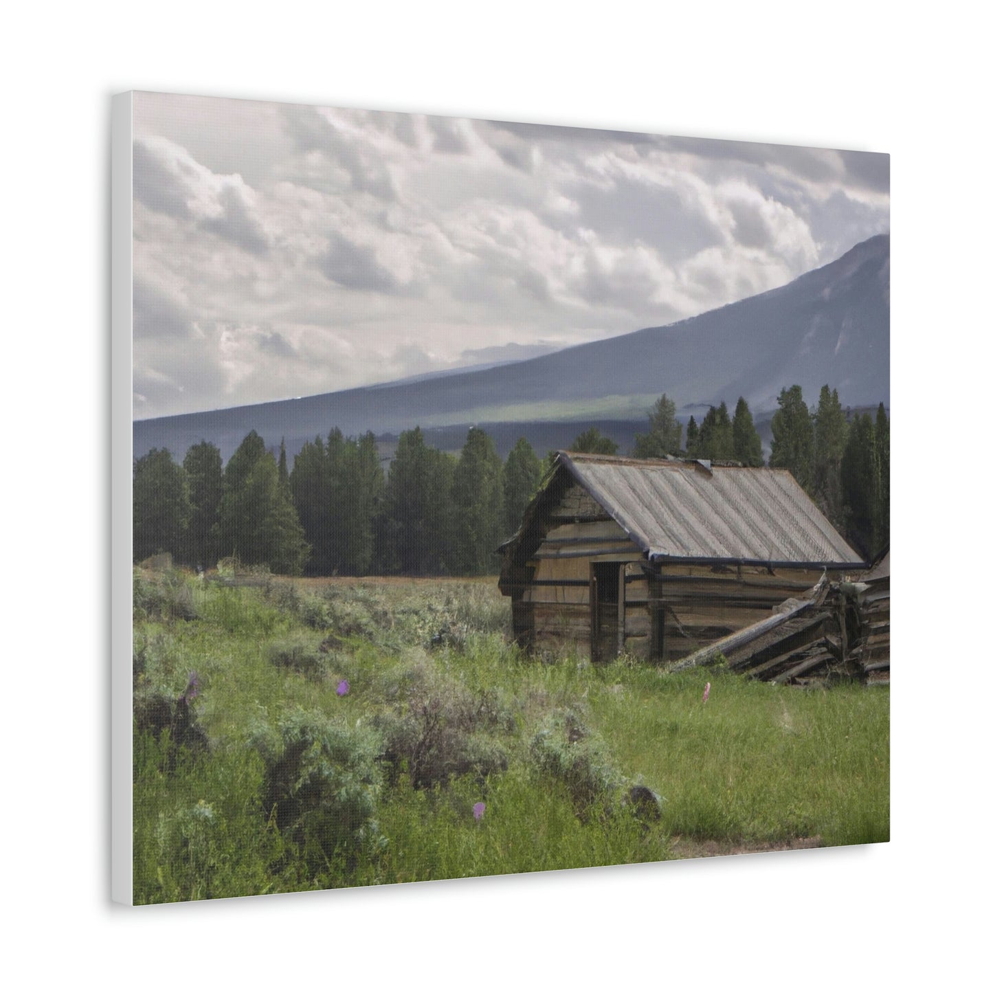 Original AI Created Canvas Print of Rustic Cabin