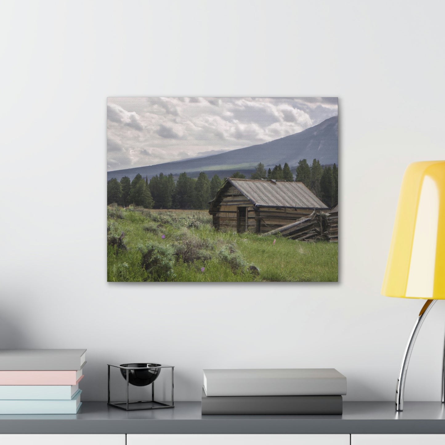 Original AI Created Canvas Print of Rustic Cabin