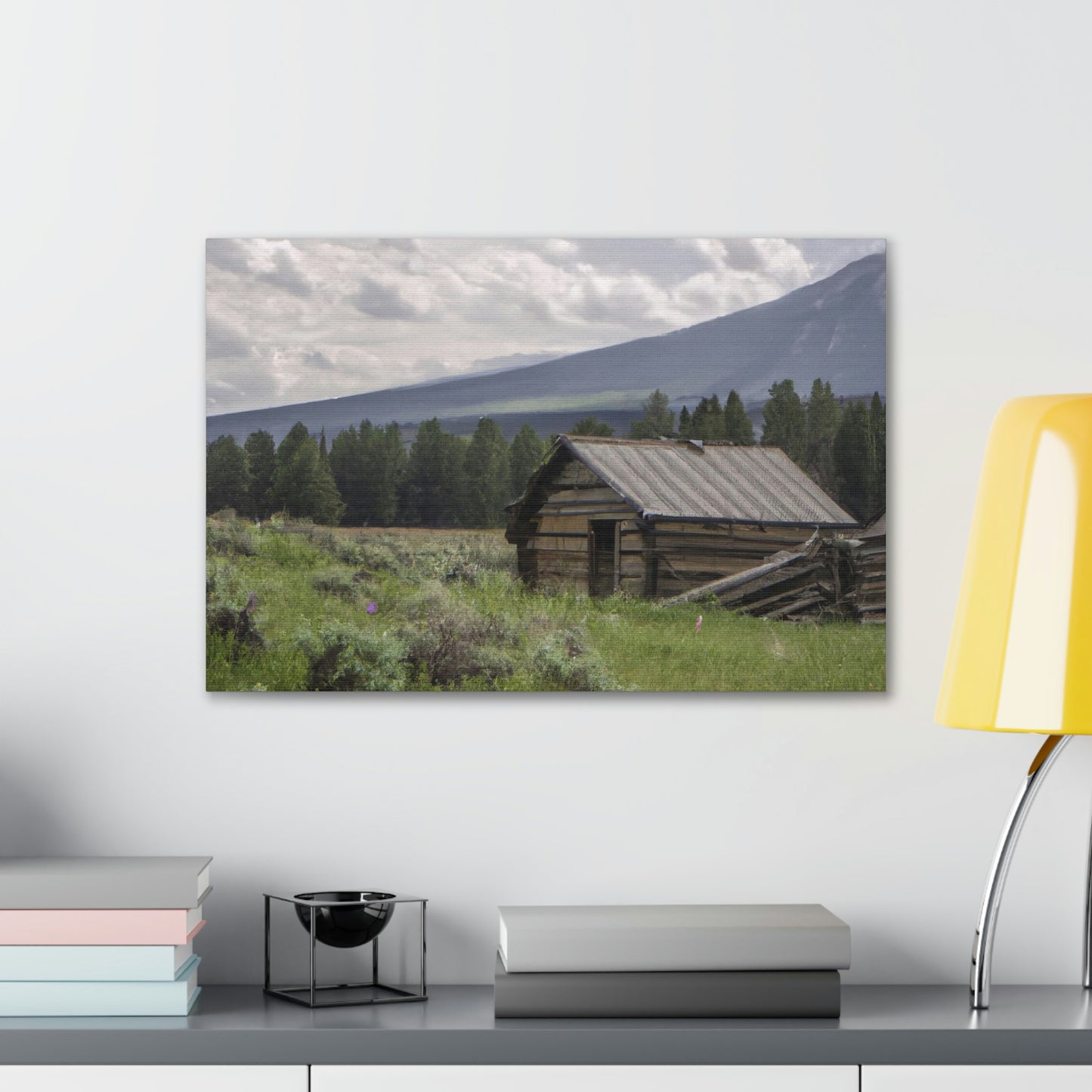 Original AI Created Canvas Print of Rustic Cabin