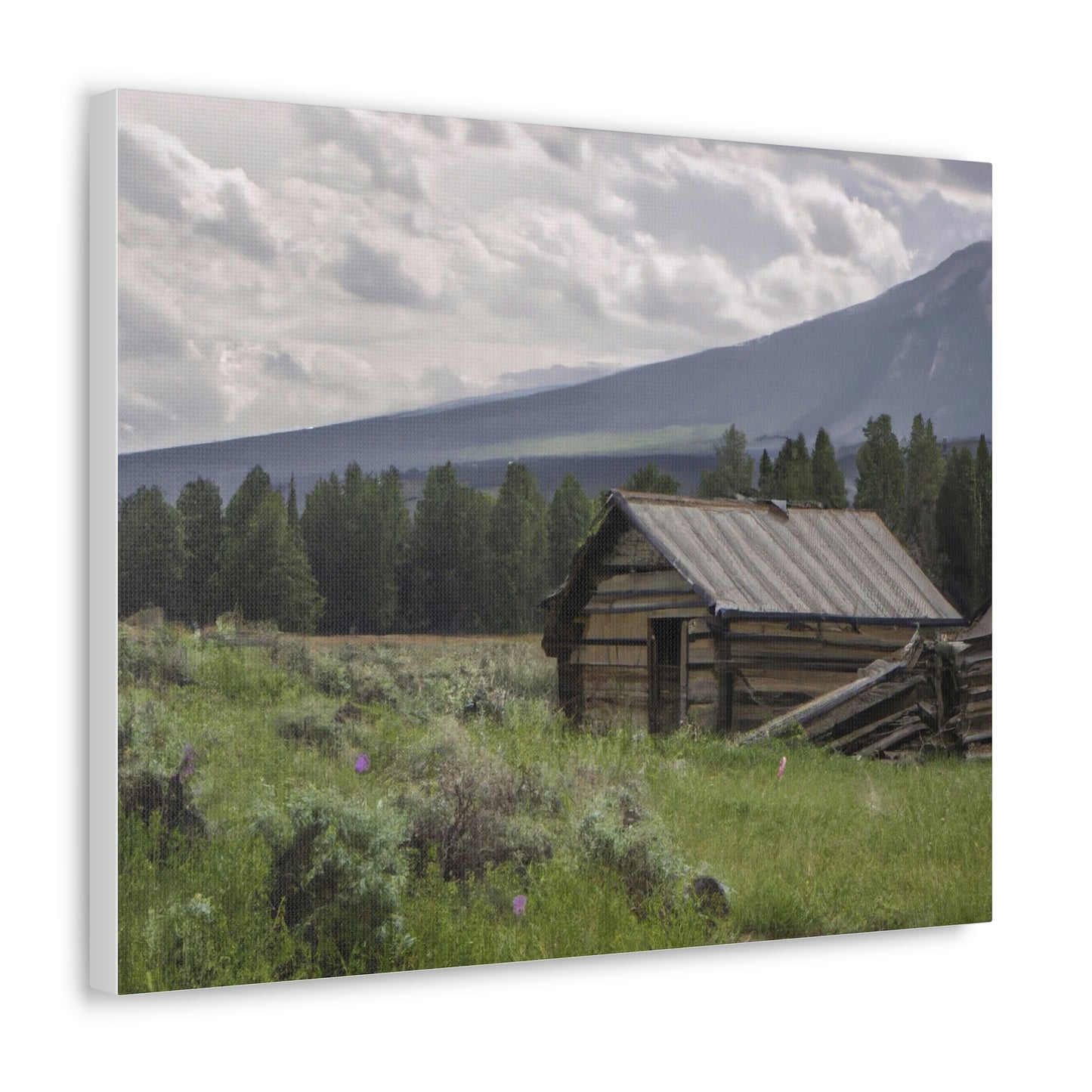 Original AI Created Canvas Print of Rustic Cabin