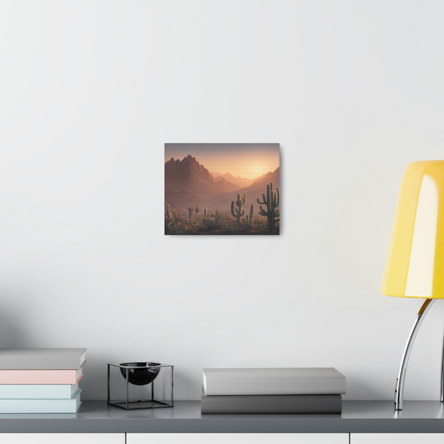 Vintage Desert and Mountain Landscape Canvas Print