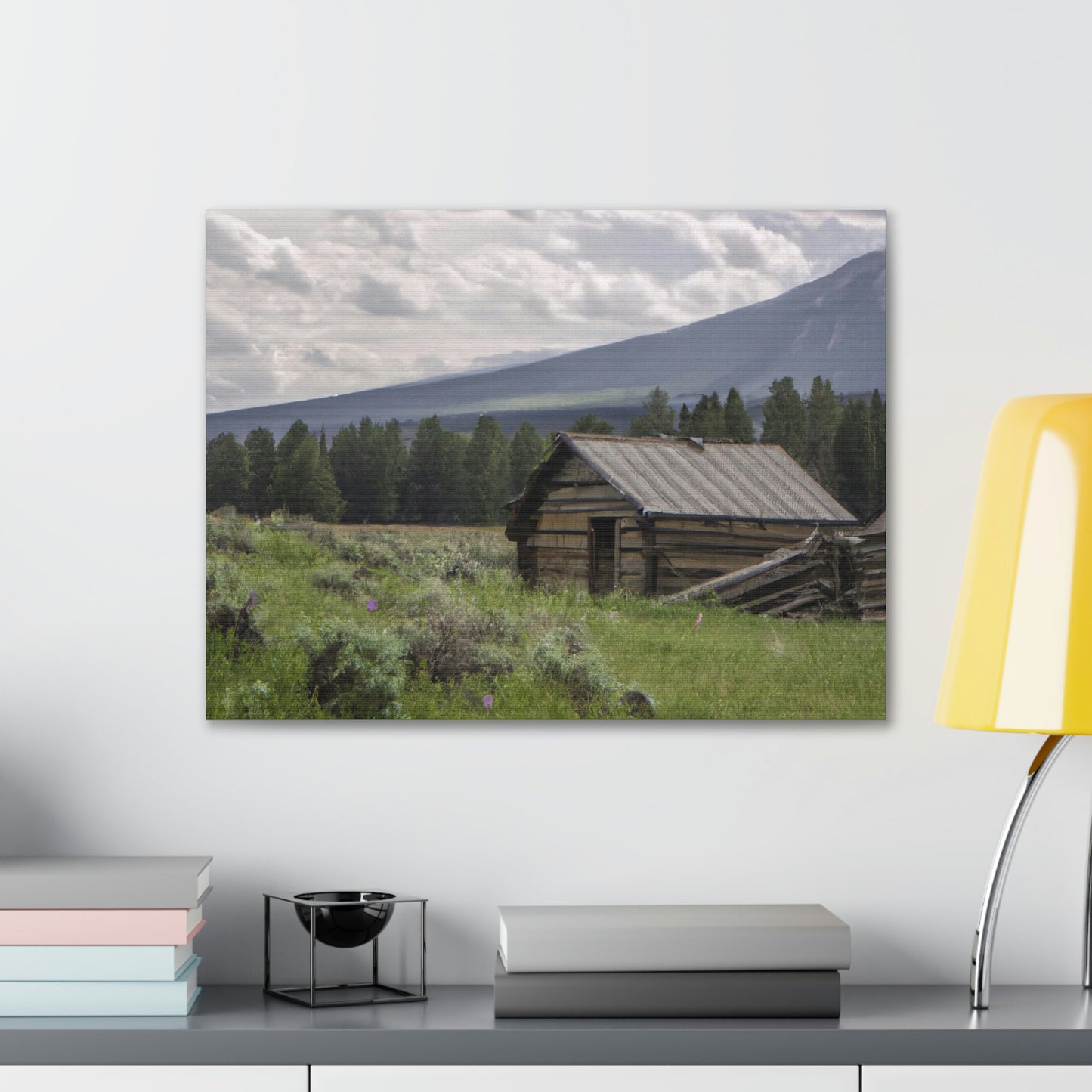 Original AI Created Canvas Print of Rustic Cabin