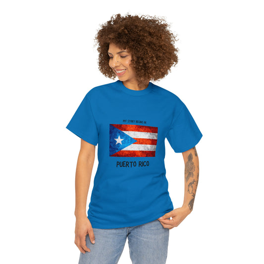 My Story Begins In Puerto Rico, Unisex Heavy Cotton Tee