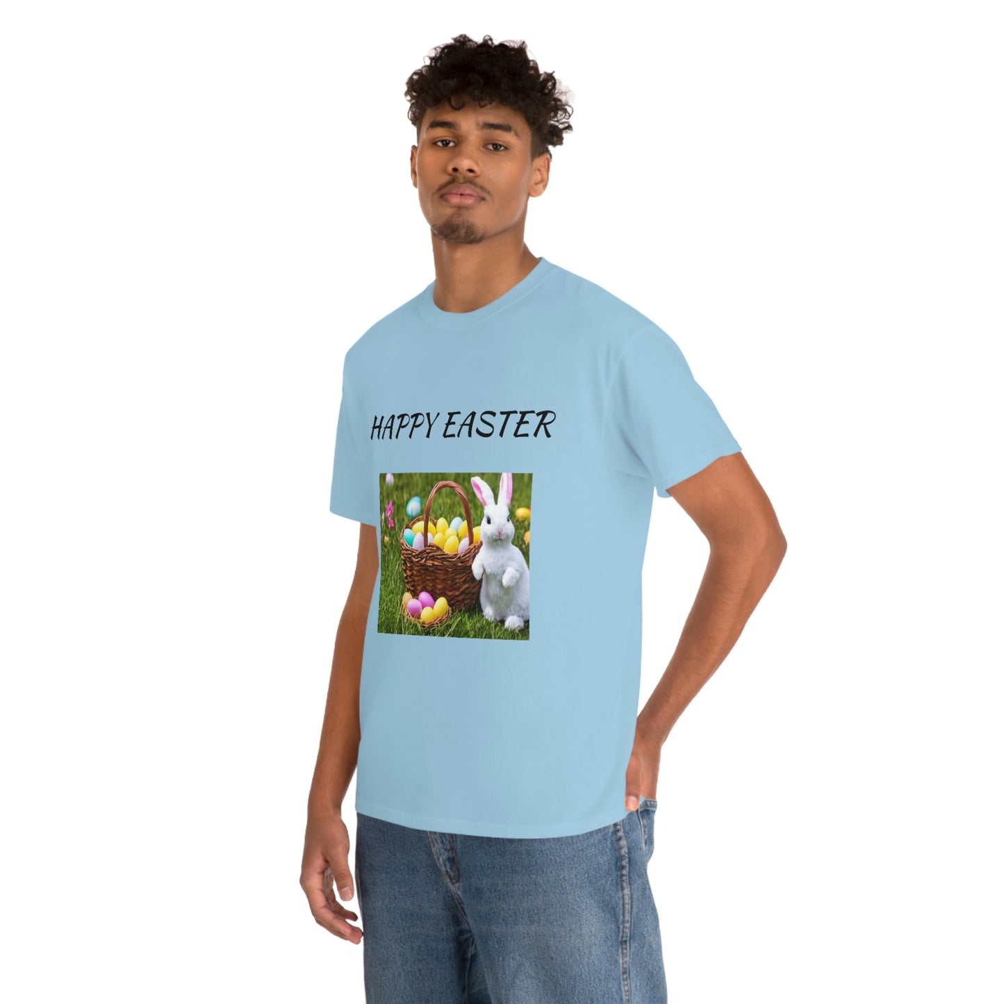 Happy Easter T-Shirt with Bunny and Colored Eggs