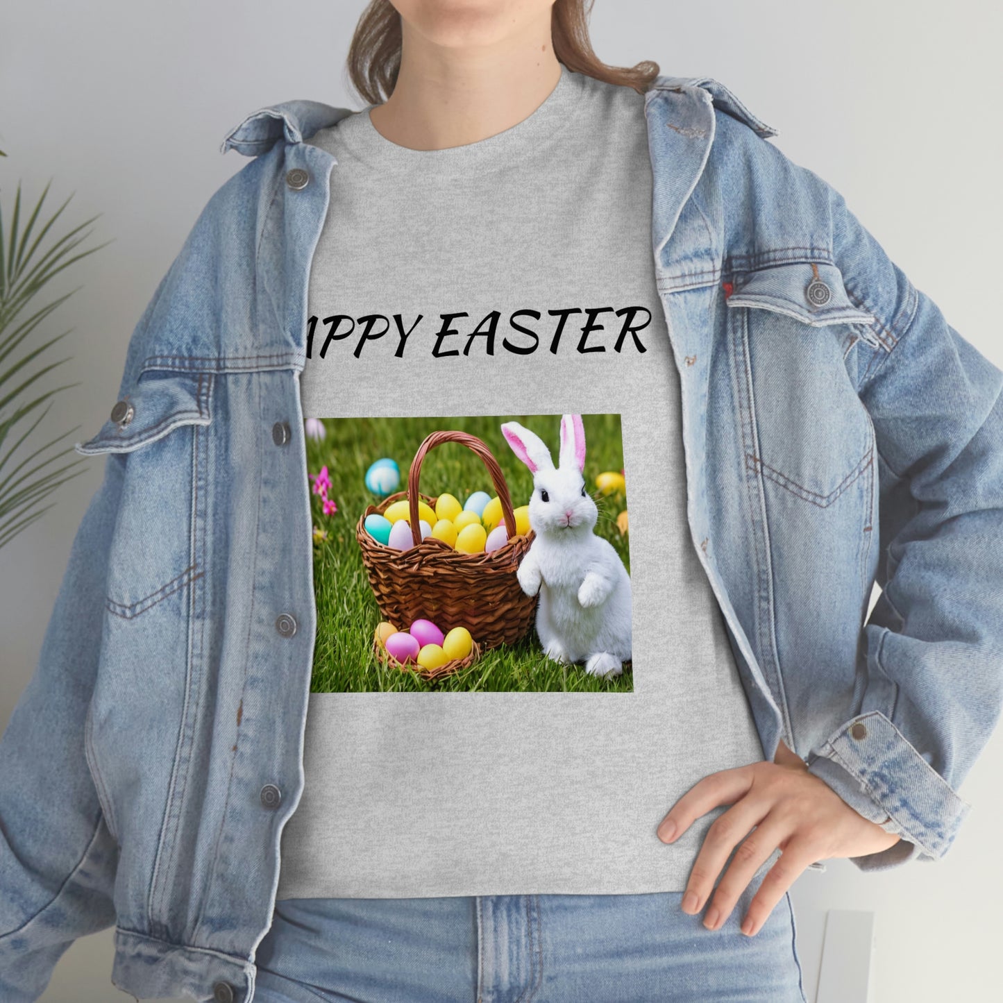 Happy Easter T-Shirt with Bunny and Colored Eggs