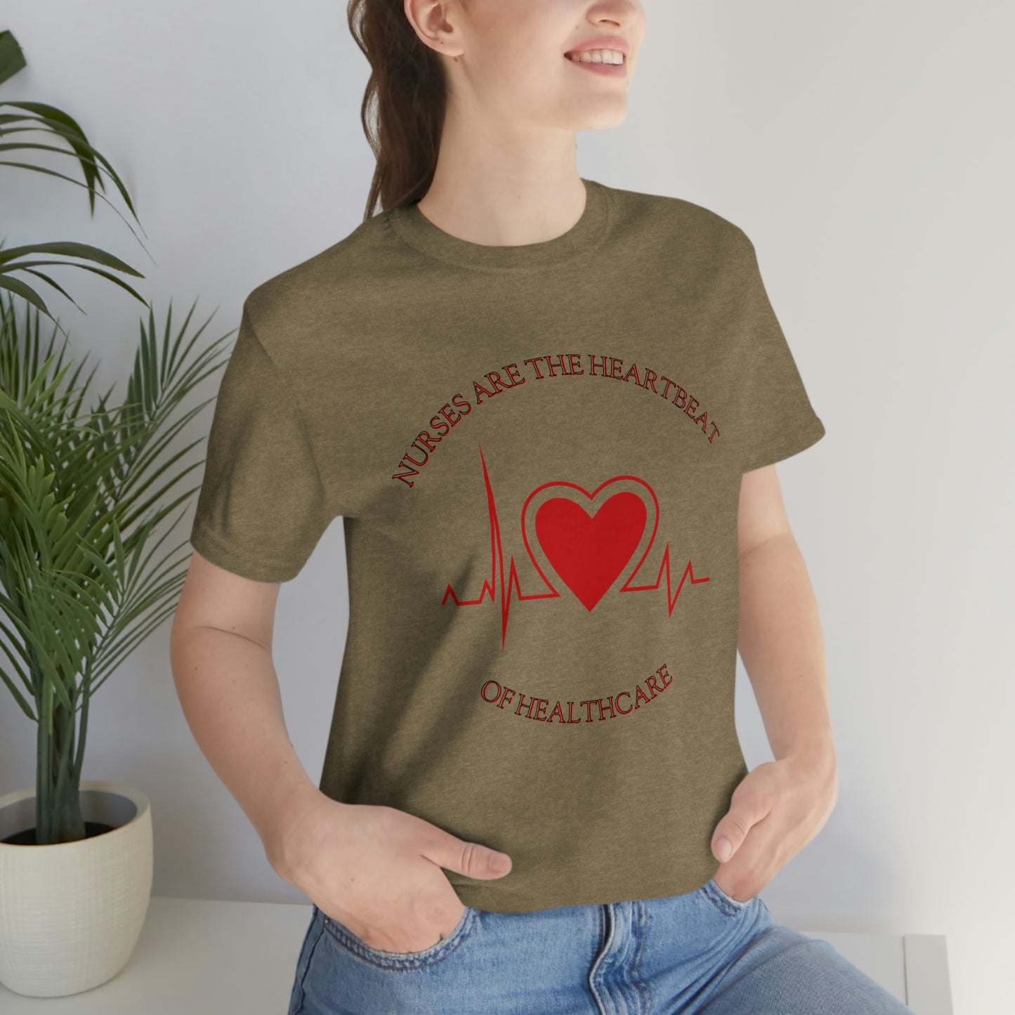 Unisex Jersey Short Sleeve Tee for Nurse, gift for nurse, nurses are the heartbeat for healthcare, heartbeat, nurse valentine gift