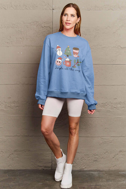 Simply Love Full Size JINGLE ALL THE WAY Long Sleeve Sweatshirt