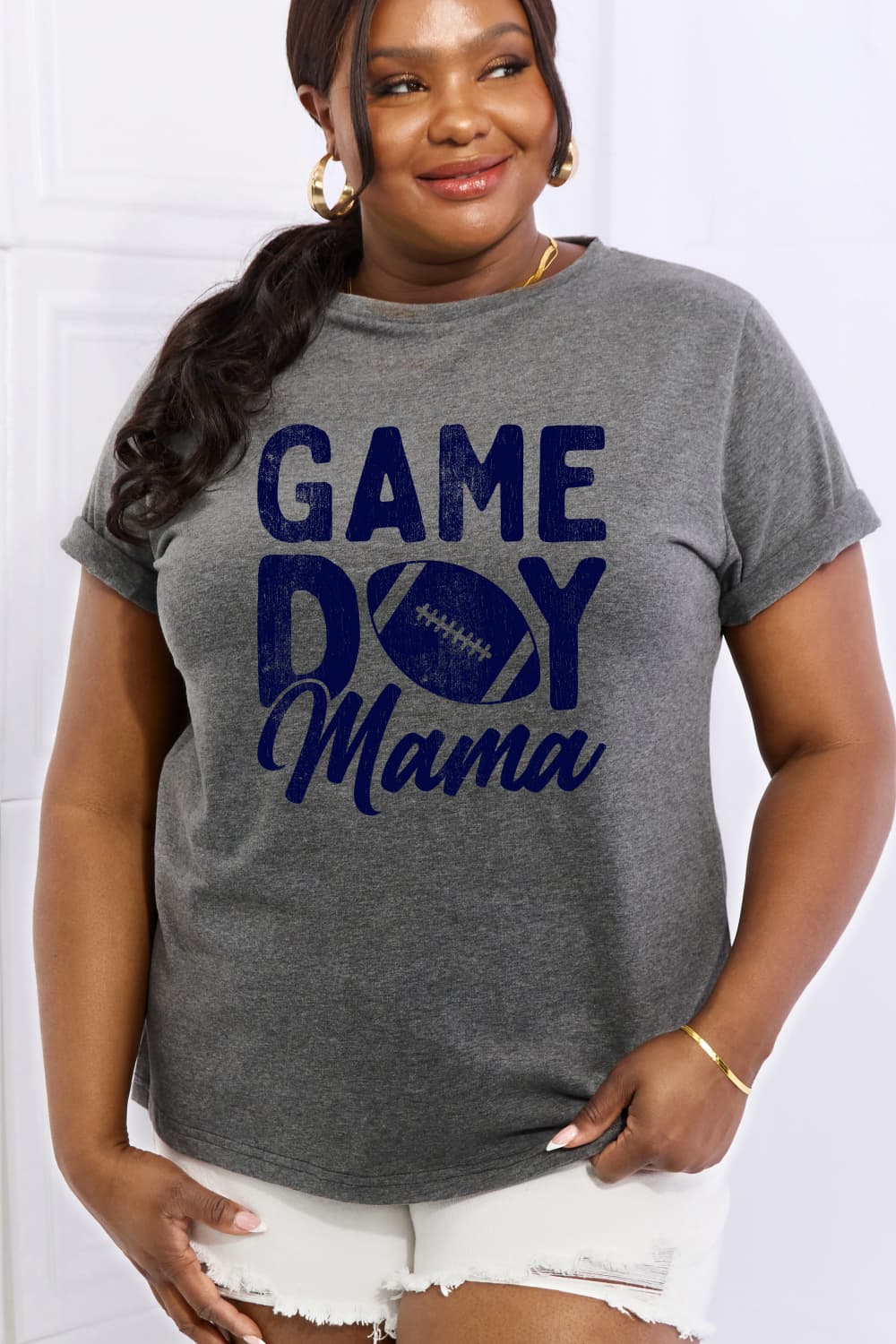 Simply Love Full Size GAMEDAY MAMA Graphic Cotton Tee