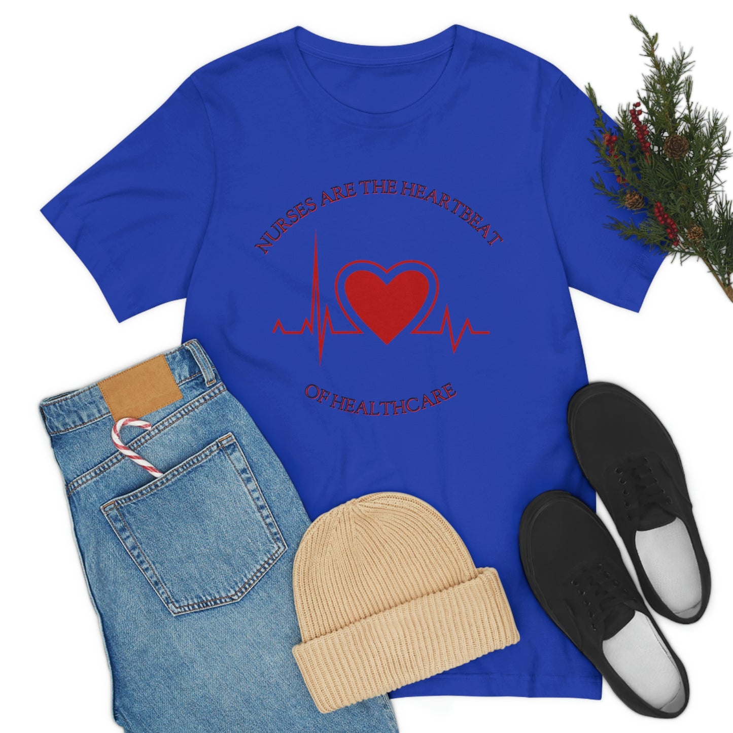 Unisex Jersey Short Sleeve Tee for Nurse, gift for nurse, nurses are the heartbeat for healthcare, heartbeat, nurse valentine gift