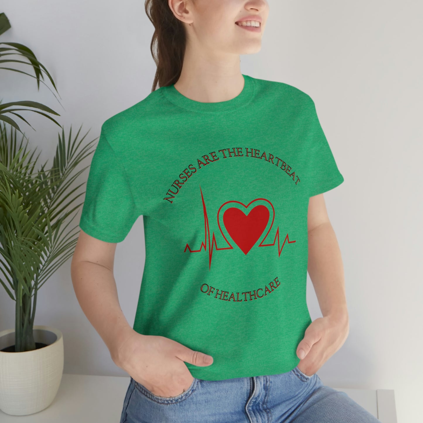 Unisex Jersey Short Sleeve Tee for Nurse, gift for nurse, nurses are the heartbeat for healthcare, heartbeat, nurse valentine gift