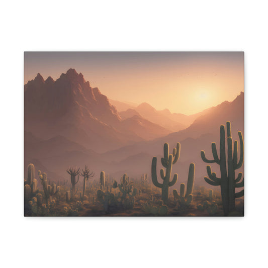 Vintage Desert and Mountain Landscape Canvas Print