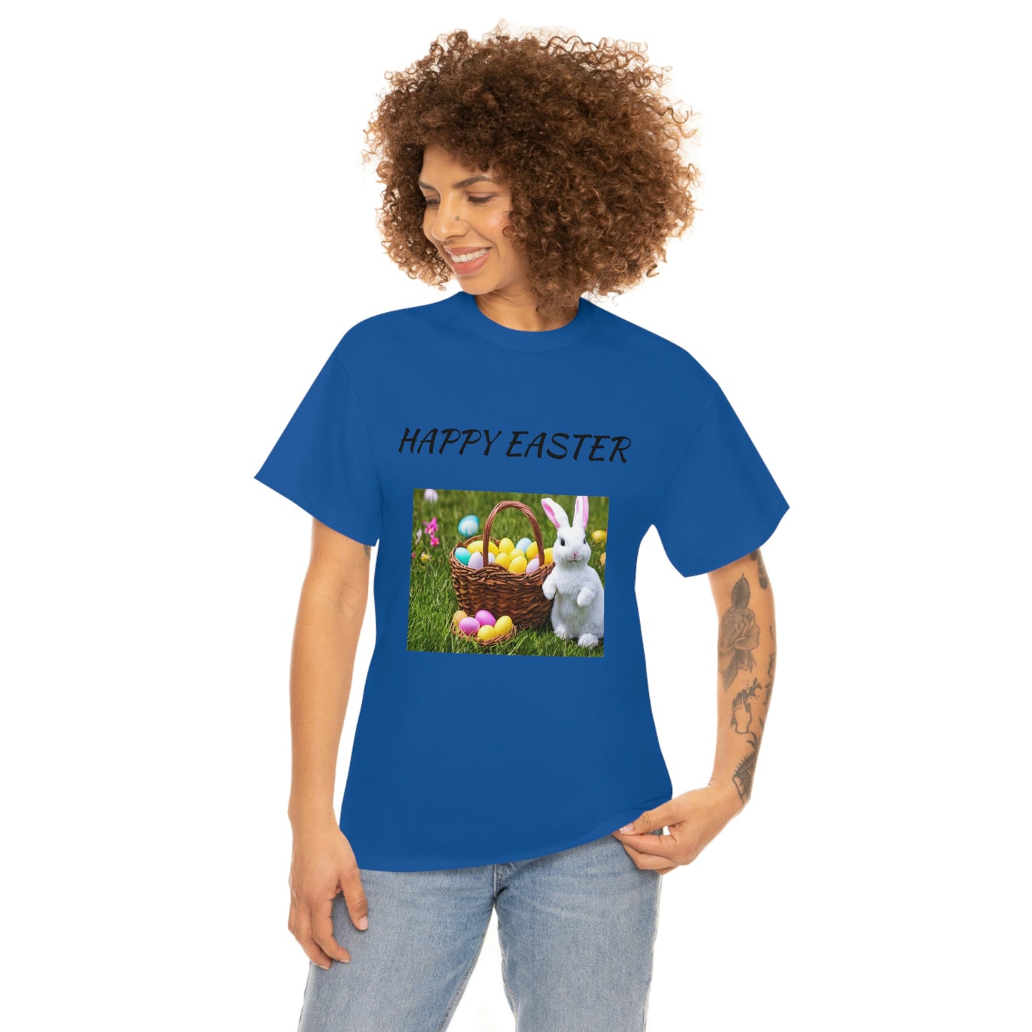 Happy Easter T-Shirt with Bunny and Colored Eggs