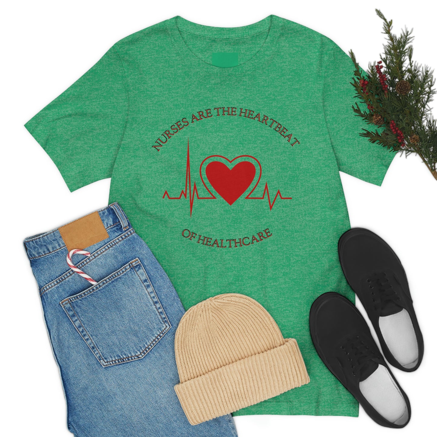 Unisex Jersey Short Sleeve Tee for Nurse, gift for nurse, nurses are the heartbeat for healthcare, heartbeat, nurse valentine gift