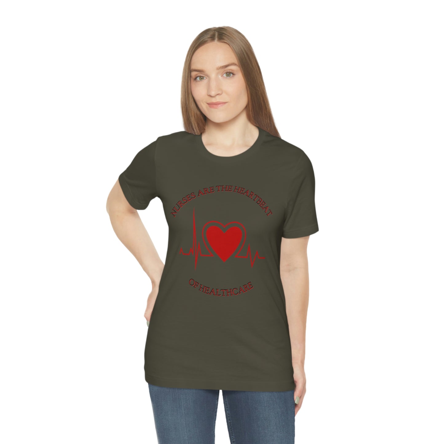 Unisex Jersey Short Sleeve Tee for Nurse, gift for nurse, nurses are the heartbeat for healthcare, heartbeat, nurse valentine gift