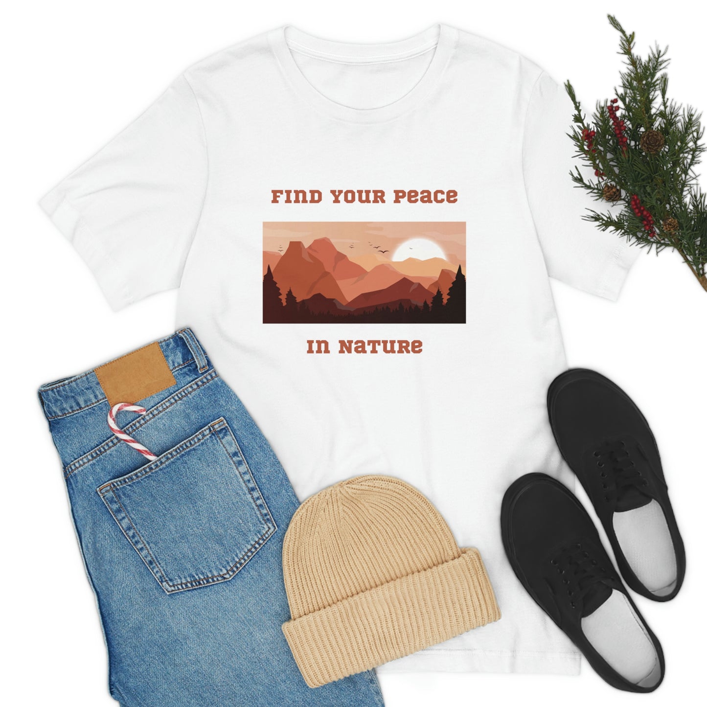 Find your peace in nature, nature lover Tee, camping t-shirt, hiking, camping, gift for the camper, outdoor lover Tee