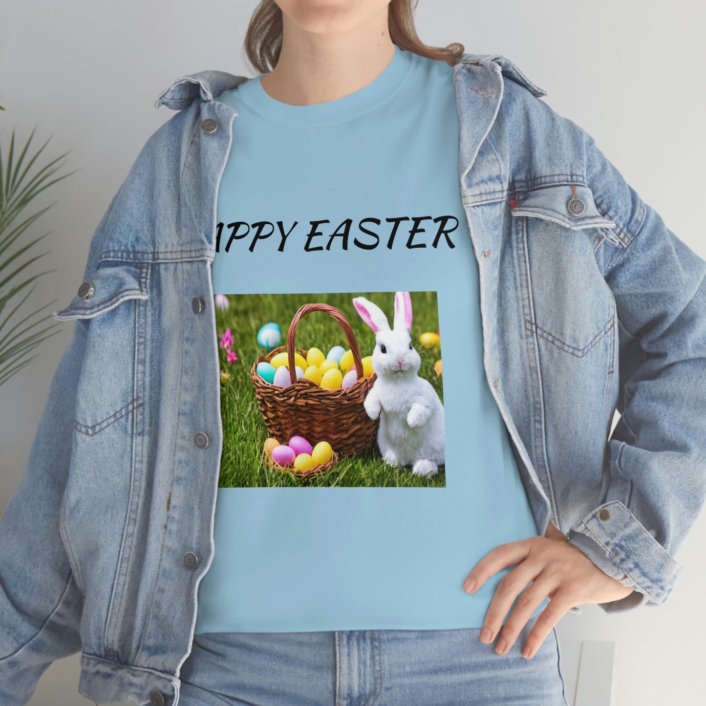 Happy Easter T-Shirt with Bunny and Colored Eggs