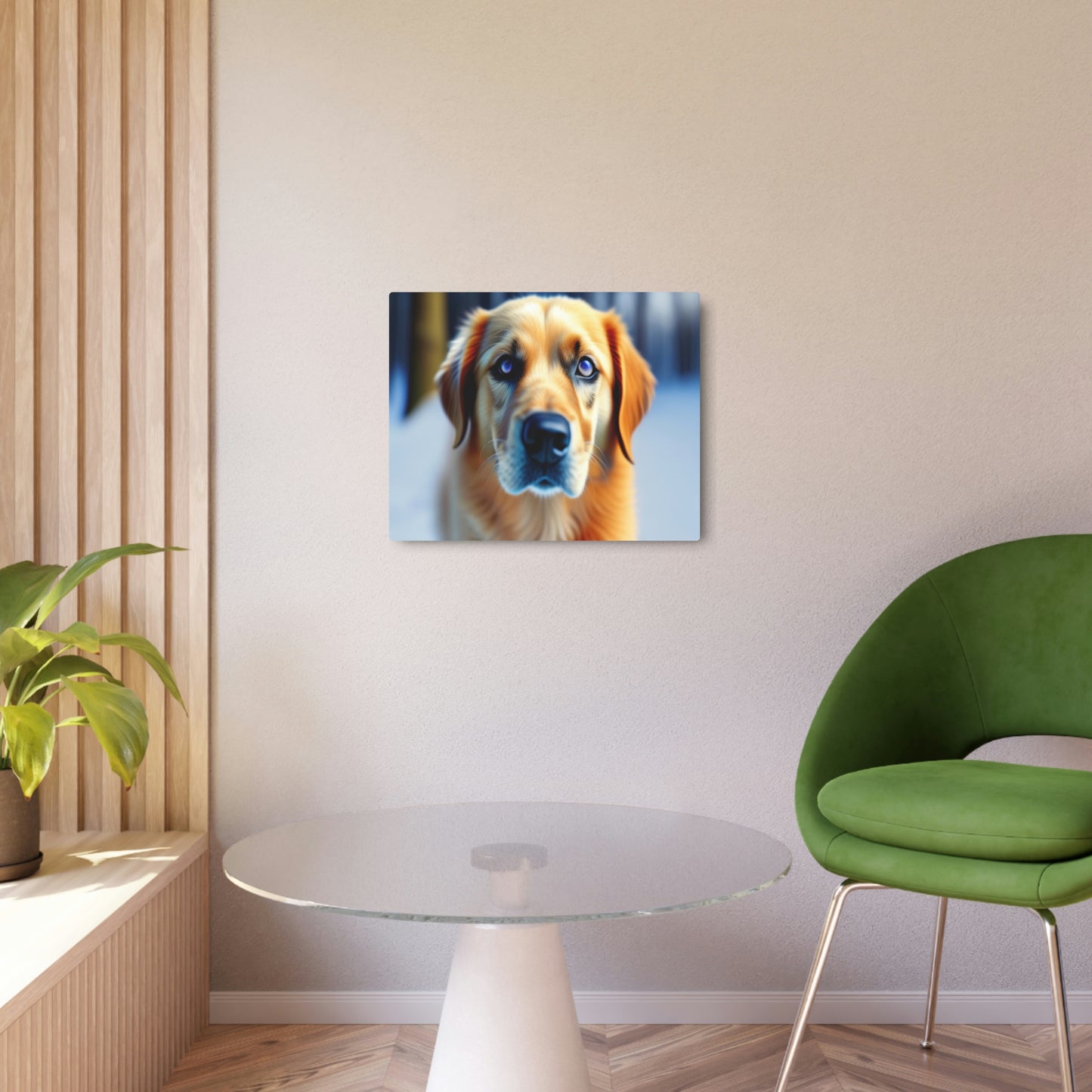 AI-Generated Metal Art Sign of a Majestic Golden Retriever