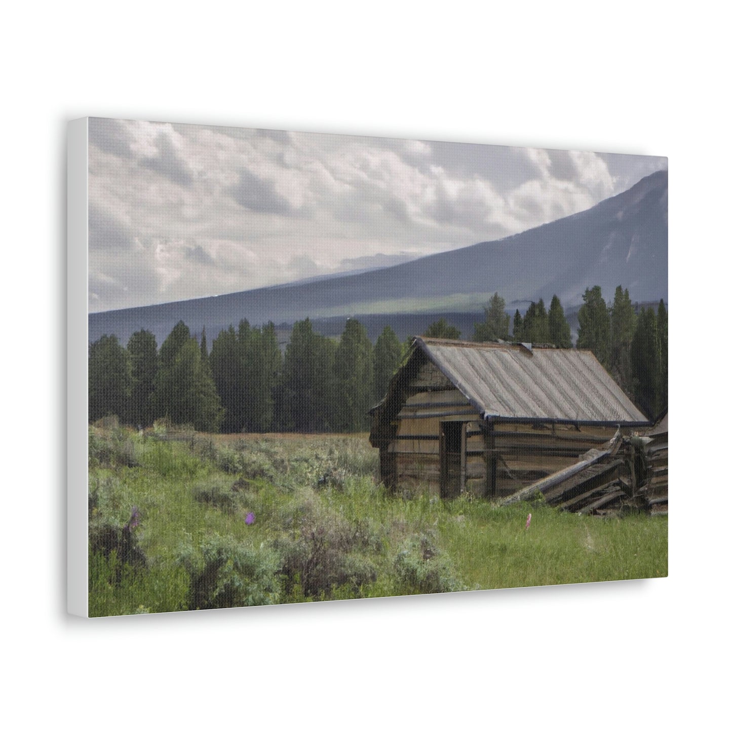 Original AI Created Canvas Print of Rustic Cabin