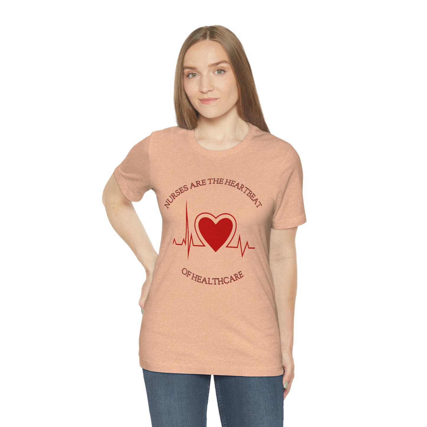 Unisex Jersey Short Sleeve Tee for Nurse, gift for nurse, nurses are the heartbeat for healthcare, heartbeat, nurse valentine gift