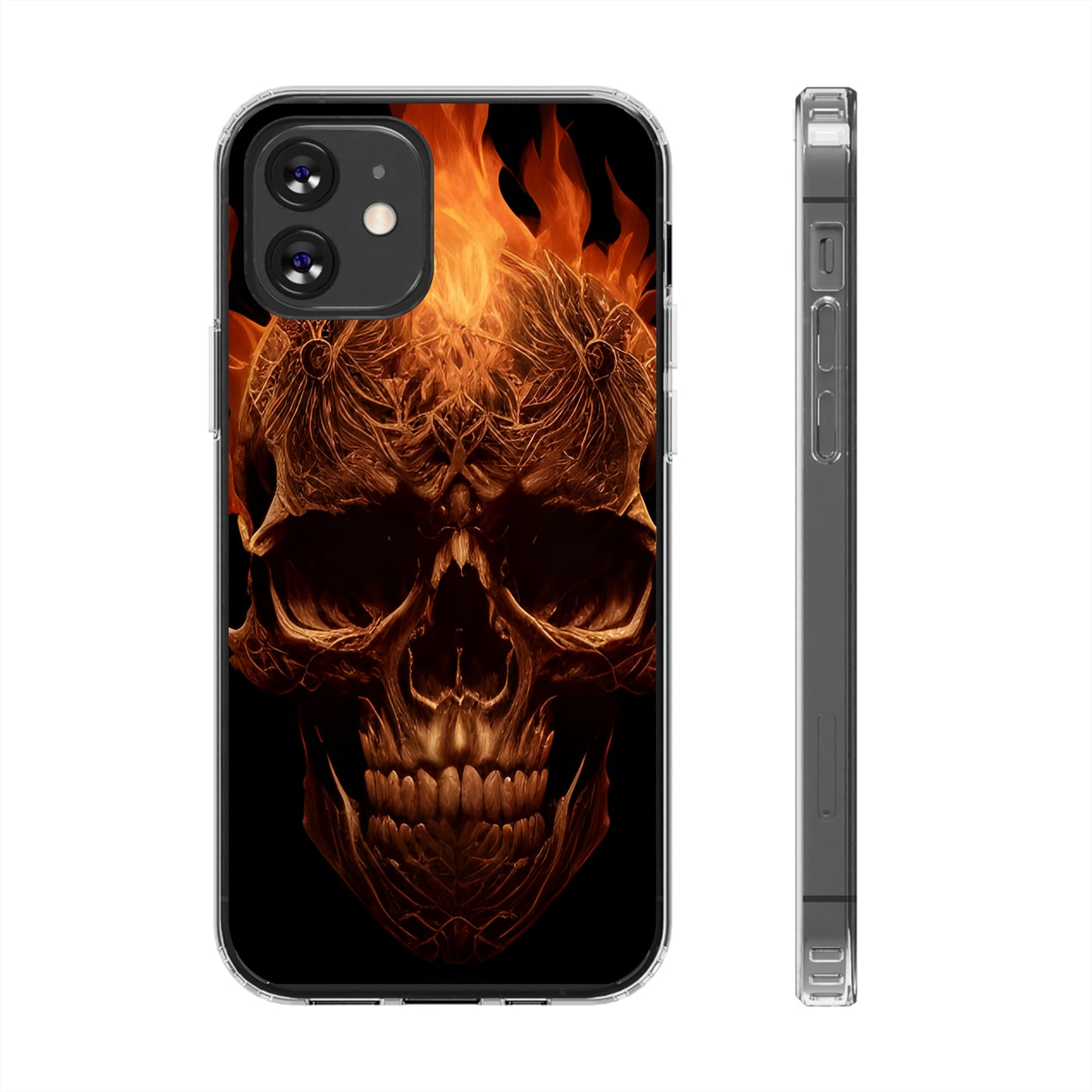 Flaming Skull Clear Iphone Case