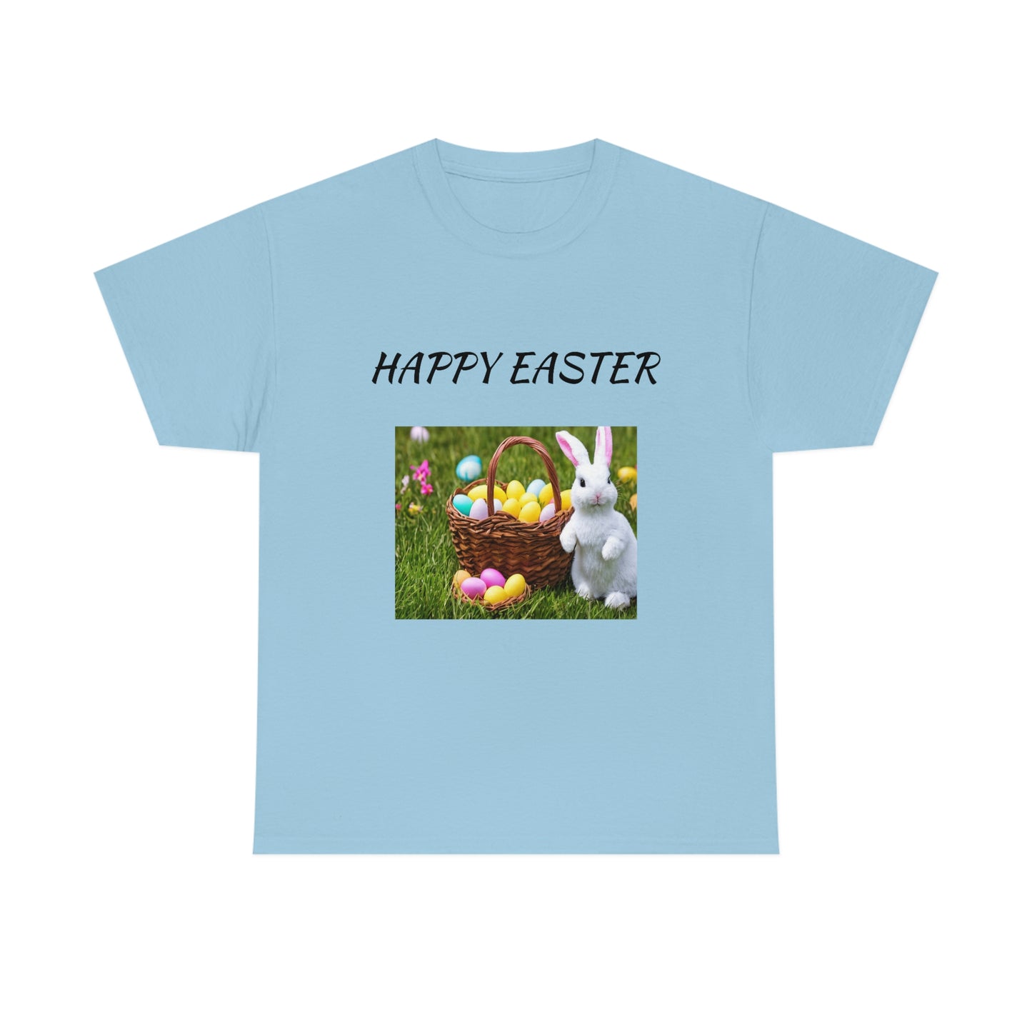 Happy Easter T-Shirt with Bunny and Colored Eggs