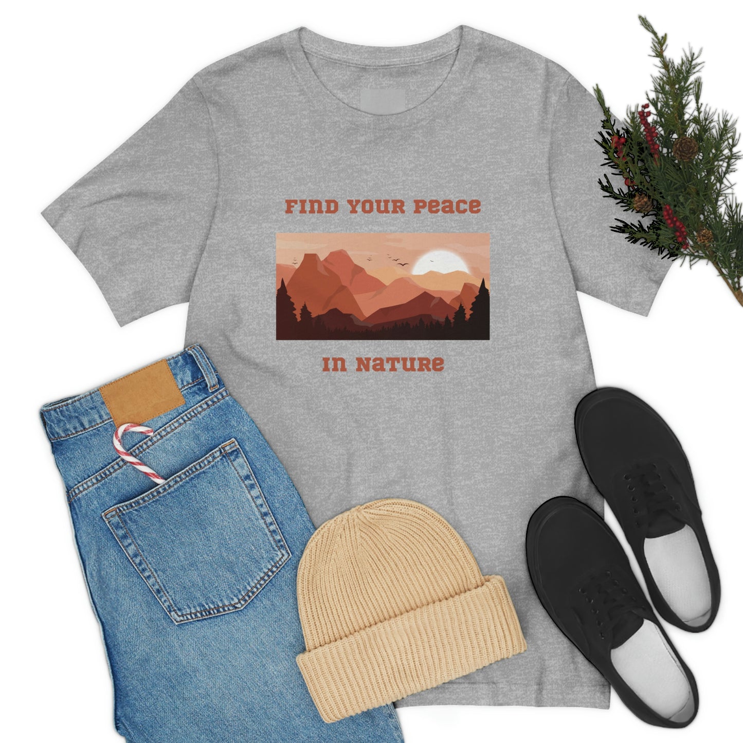 Find your peace in nature, nature lover Tee, camping t-shirt, hiking, camping, gift for the camper, outdoor lover Tee