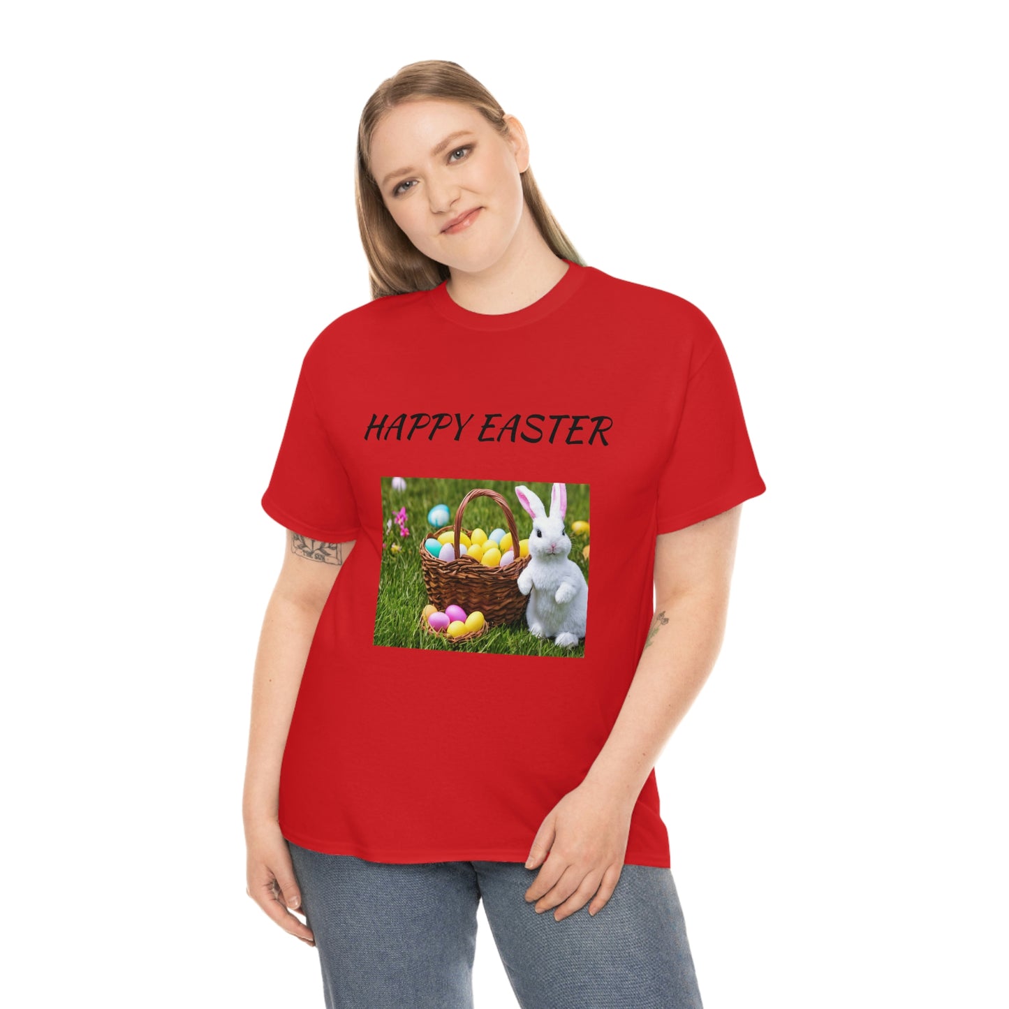 Happy Easter T-Shirt with Bunny and Colored Eggs