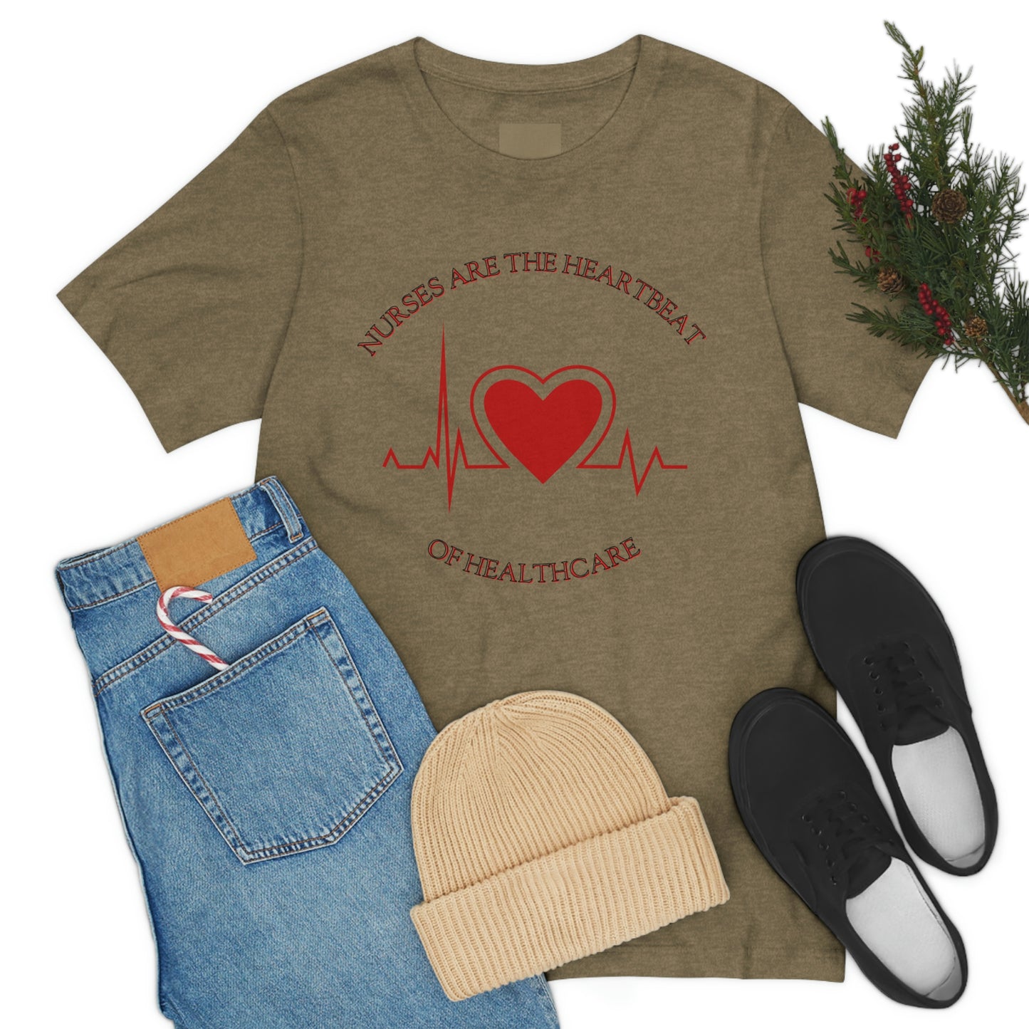 Unisex Jersey Short Sleeve Tee for Nurse, gift for nurse, nurses are the heartbeat for healthcare, heartbeat, nurse valentine gift