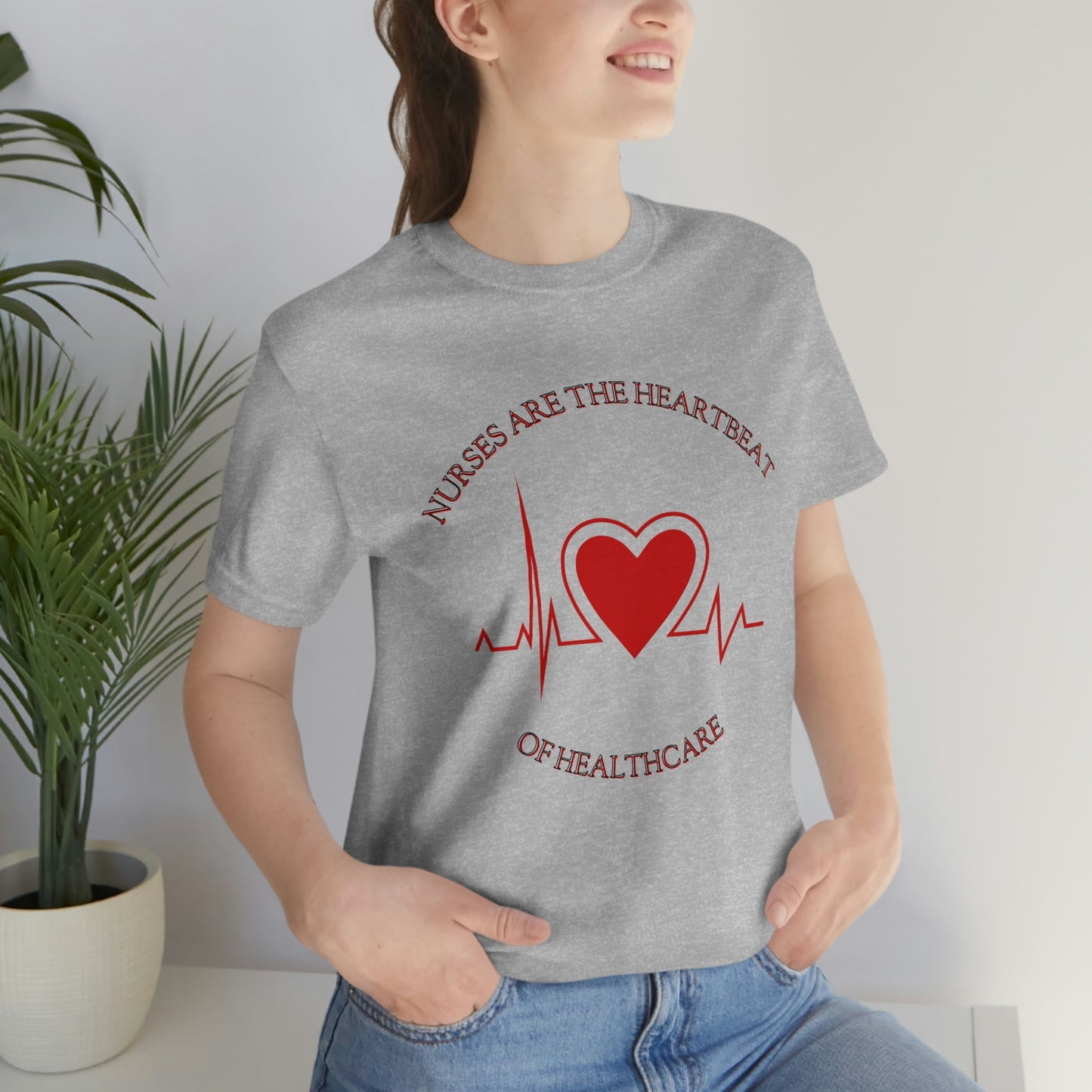 Unisex Jersey Short Sleeve Tee for Nurse, gift for nurse, nurses are the heartbeat for healthcare, heartbeat, nurse valentine gift