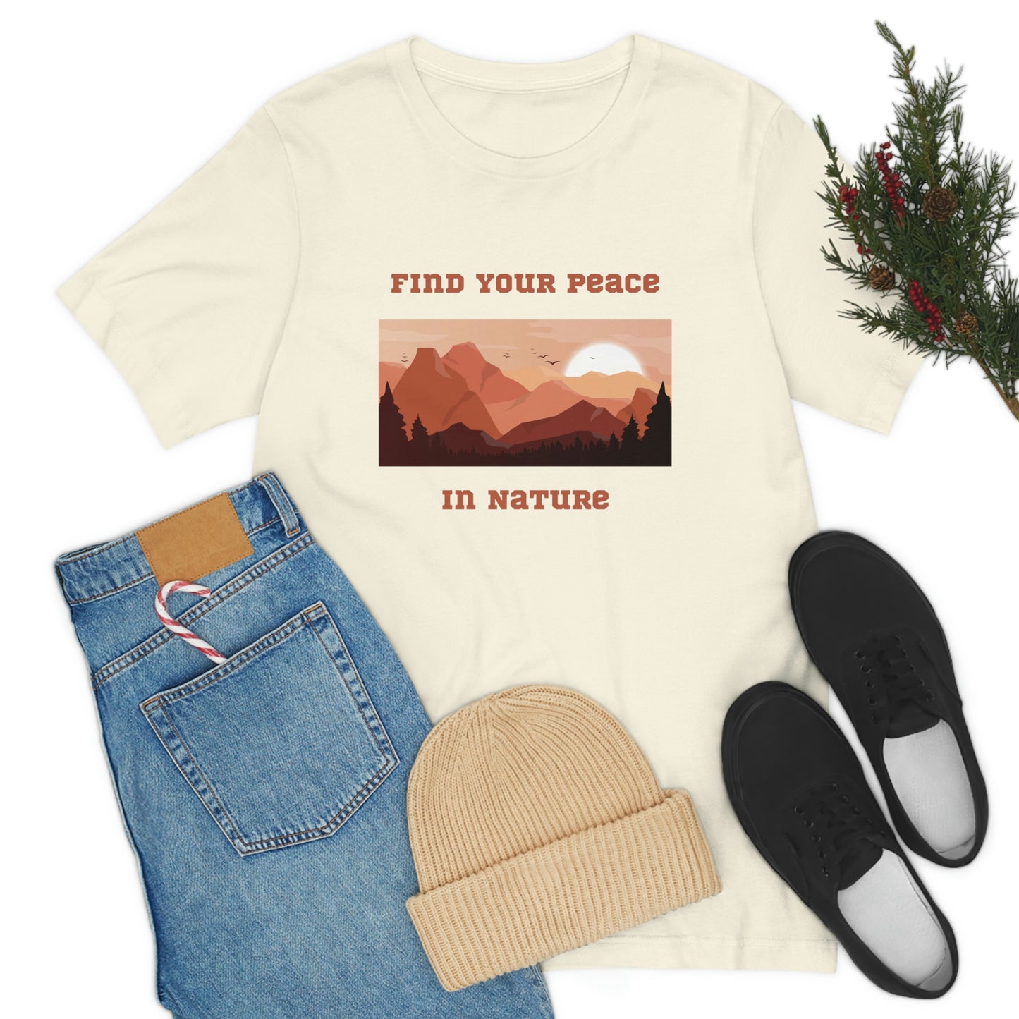 Find your peace in nature, nature lover Tee, camping t-shirt, hiking, camping, gift for the camper, outdoor lover Tee