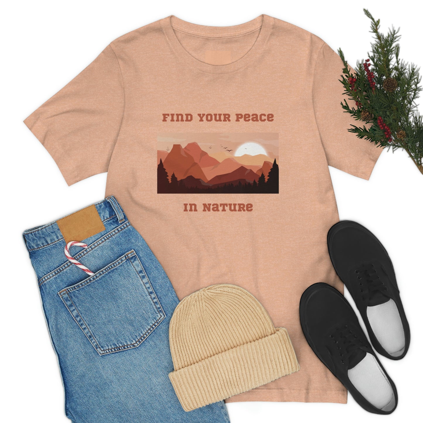 Find your peace in nature, nature lover Tee, camping t-shirt, hiking, camping, gift for the camper, outdoor lover Tee