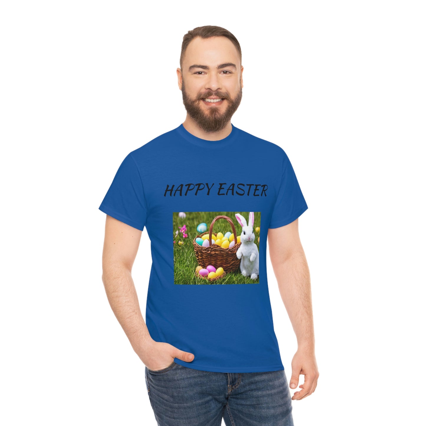 Happy Easter T-Shirt with Bunny and Colored Eggs