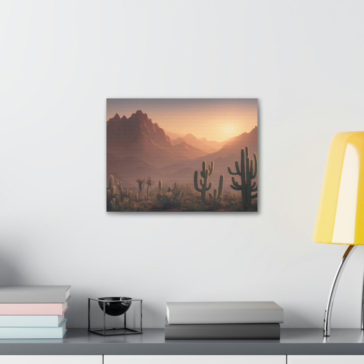 Vintage Desert and Mountain Landscape Canvas Print