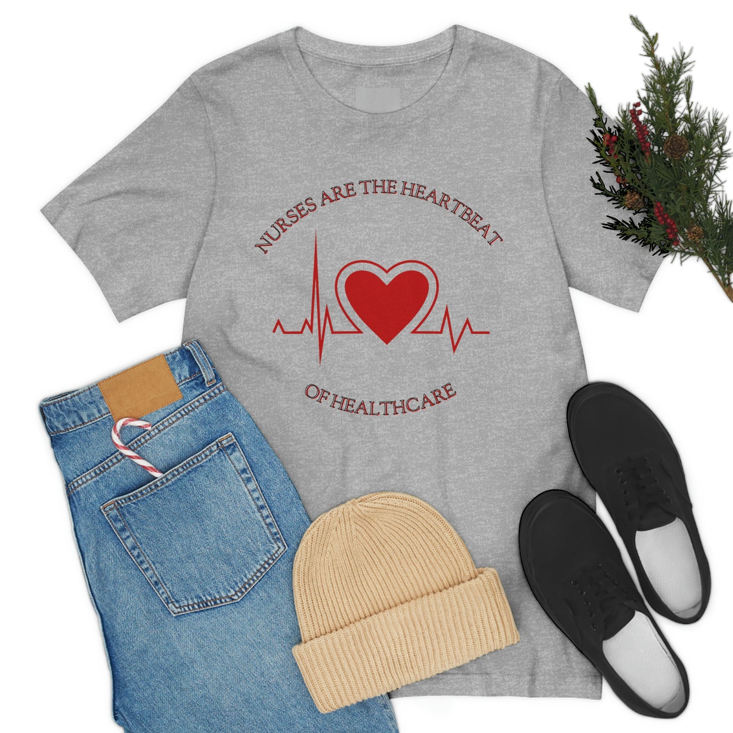 Unisex Jersey Short Sleeve Tee for Nurse, gift for nurse, nurses are the heartbeat for healthcare, heartbeat, nurse valentine gift