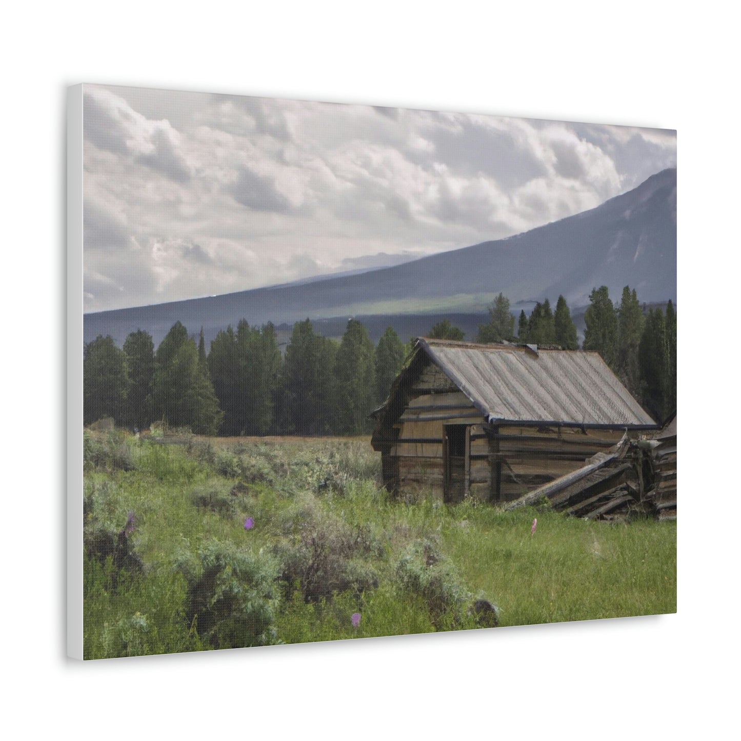 Original AI Created Canvas Print of Rustic Cabin