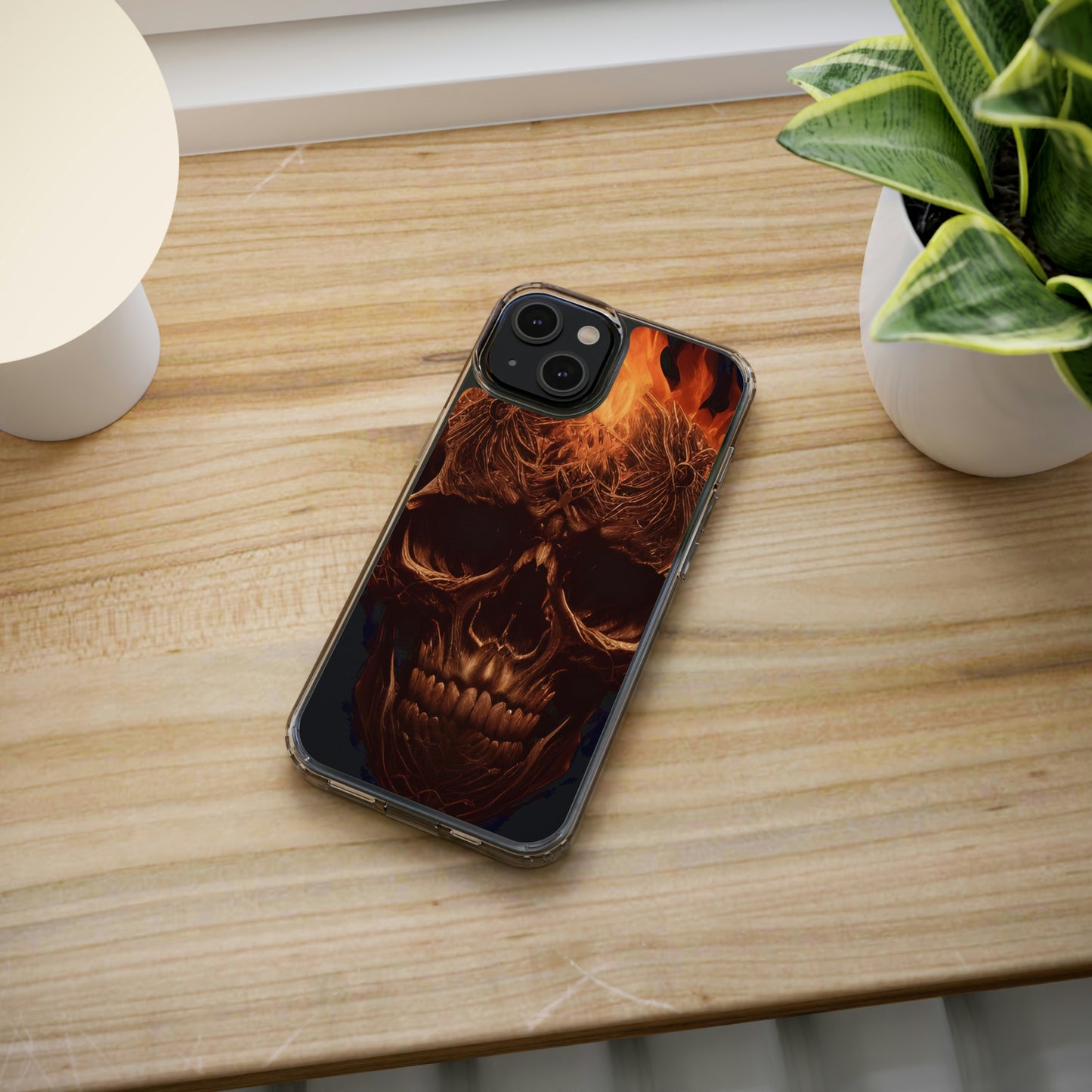 Flaming Skull Clear Iphone Case