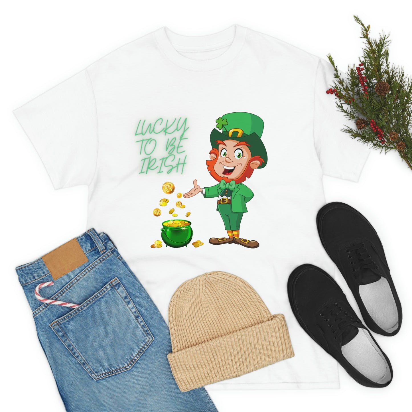 St. Patricks Day, Feeling lucky, rainbow, pot of gold, Unisex Ultra Cotton Tee, Lucky to be irish, shamrock, leprechaun