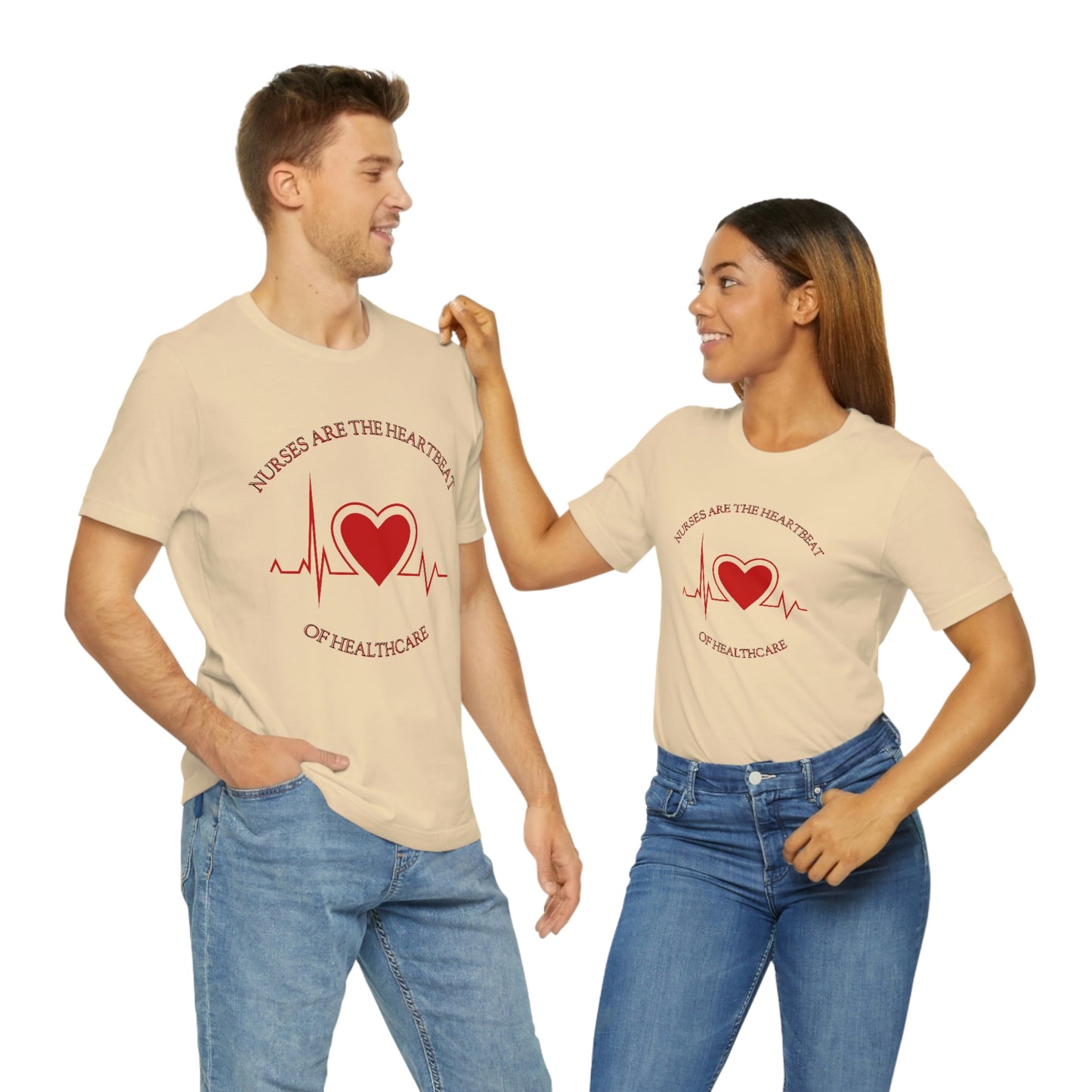 Unisex Jersey Short Sleeve Tee for Nurse, gift for nurse, nurses are the heartbeat for healthcare, heartbeat, nurse valentine gift