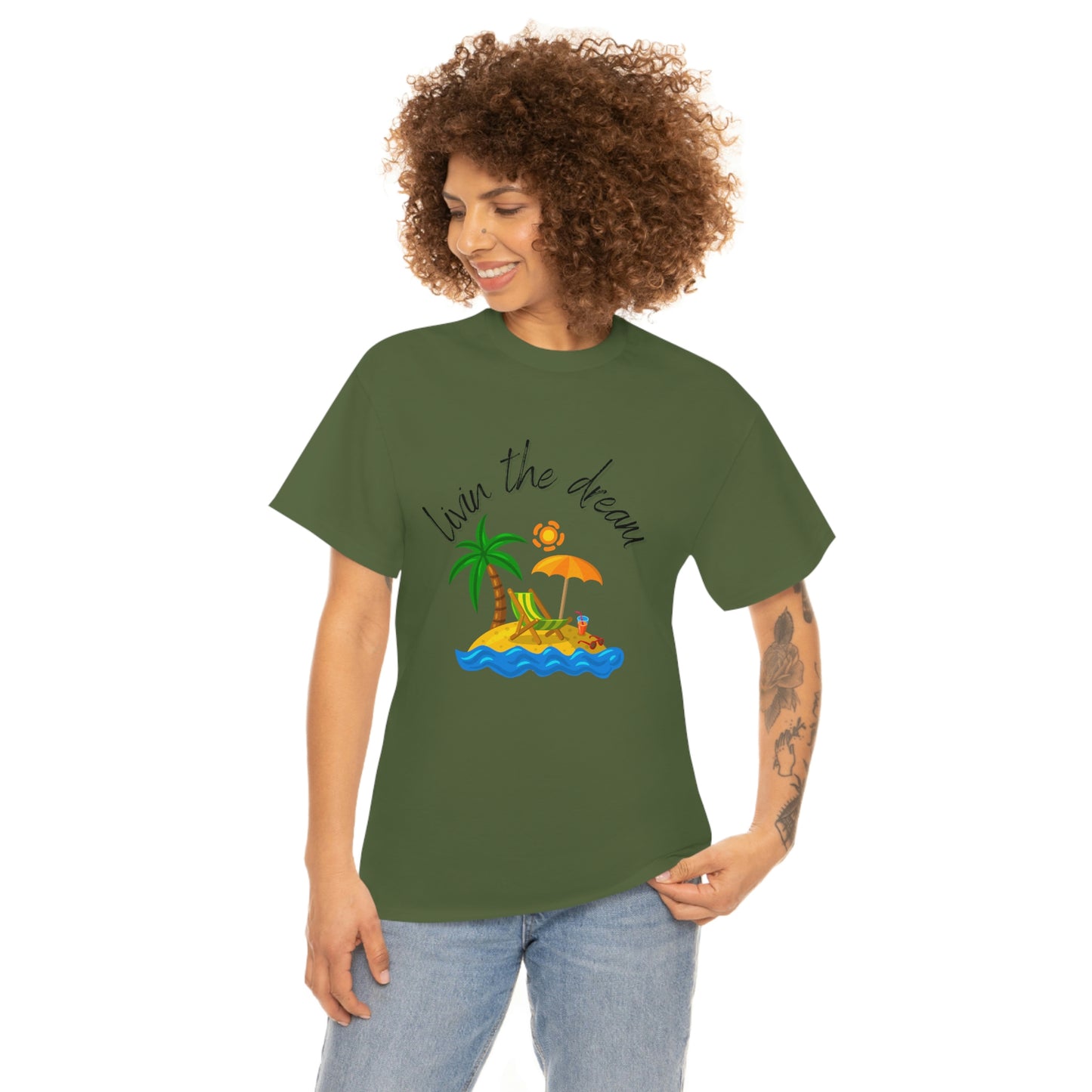 Livin' the Dream" Beach Scene T-Shirt