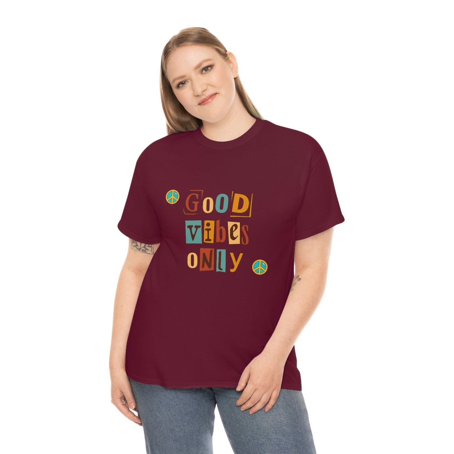 Good Vibes Only Retro Unisex Heavy Cotton Tee