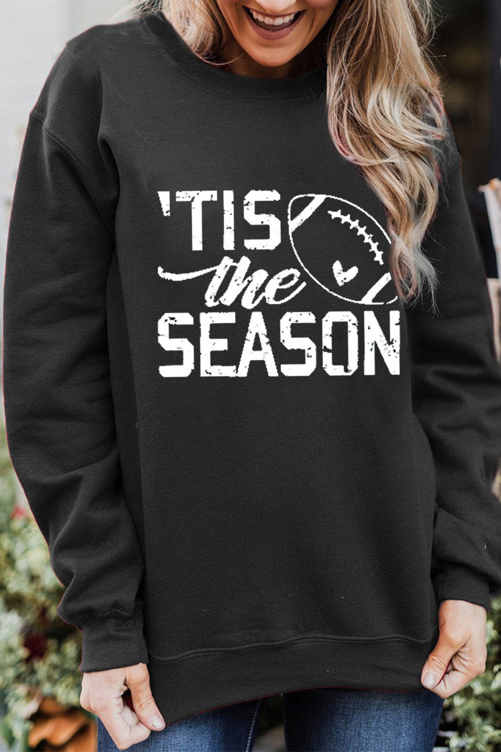 Football Graphic Round Neck Sweatshirt