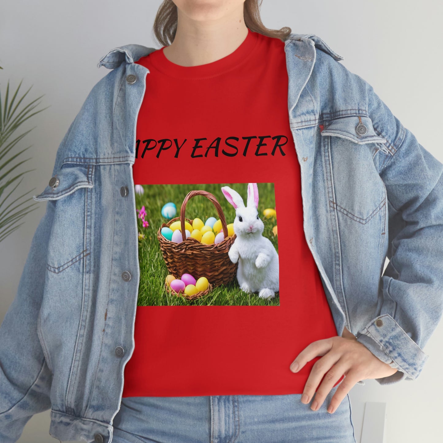 Happy Easter T-Shirt with Bunny and Colored Eggs