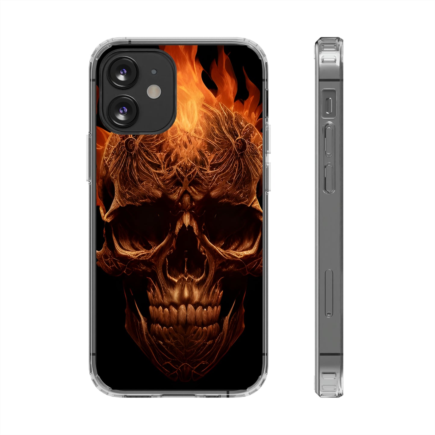 Flaming Skull Clear Iphone Case