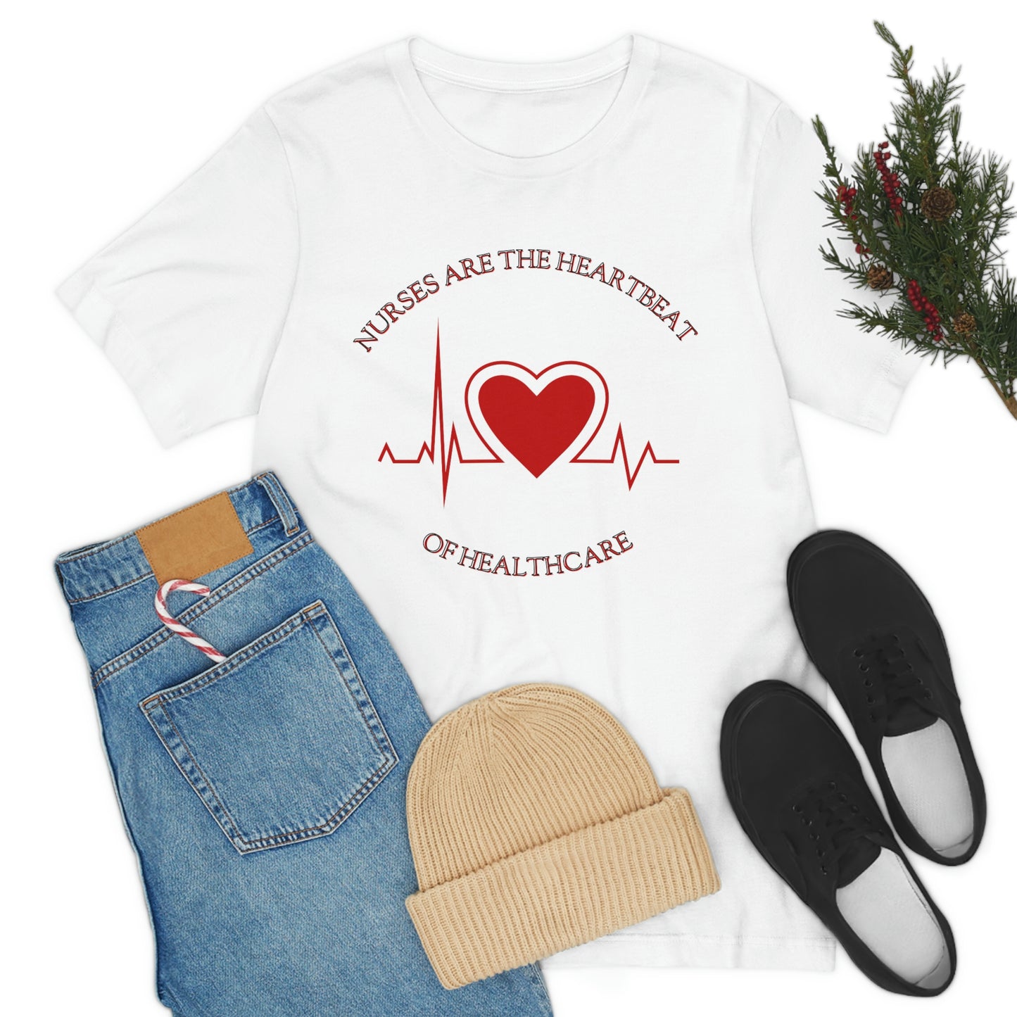 Unisex Jersey Short Sleeve Tee for Nurse, gift for nurse, nurses are the heartbeat for healthcare, heartbeat, nurse valentine gift