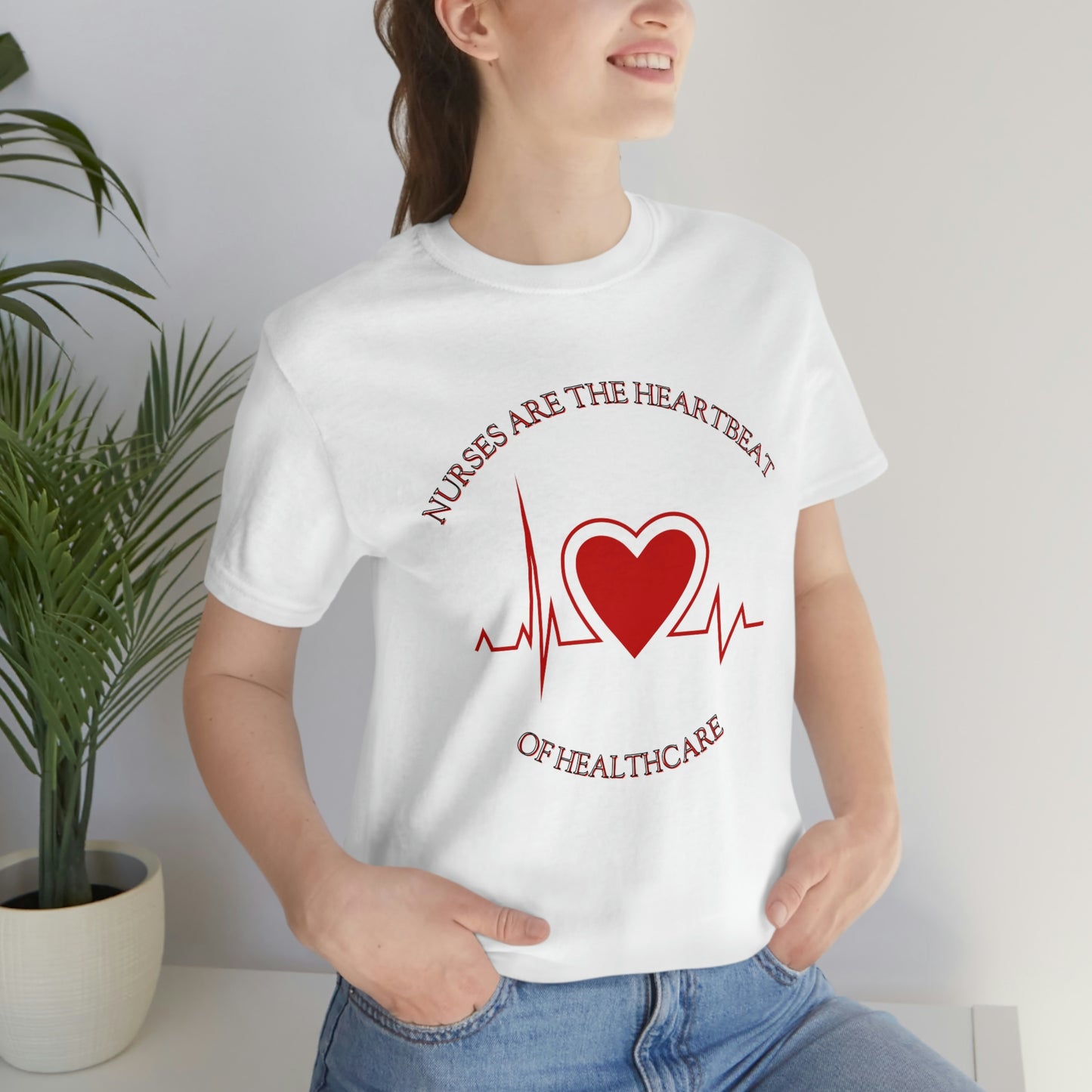 Unisex Jersey Short Sleeve Tee for Nurse, gift for nurse, nurses are the heartbeat for healthcare, heartbeat, nurse valentine gift