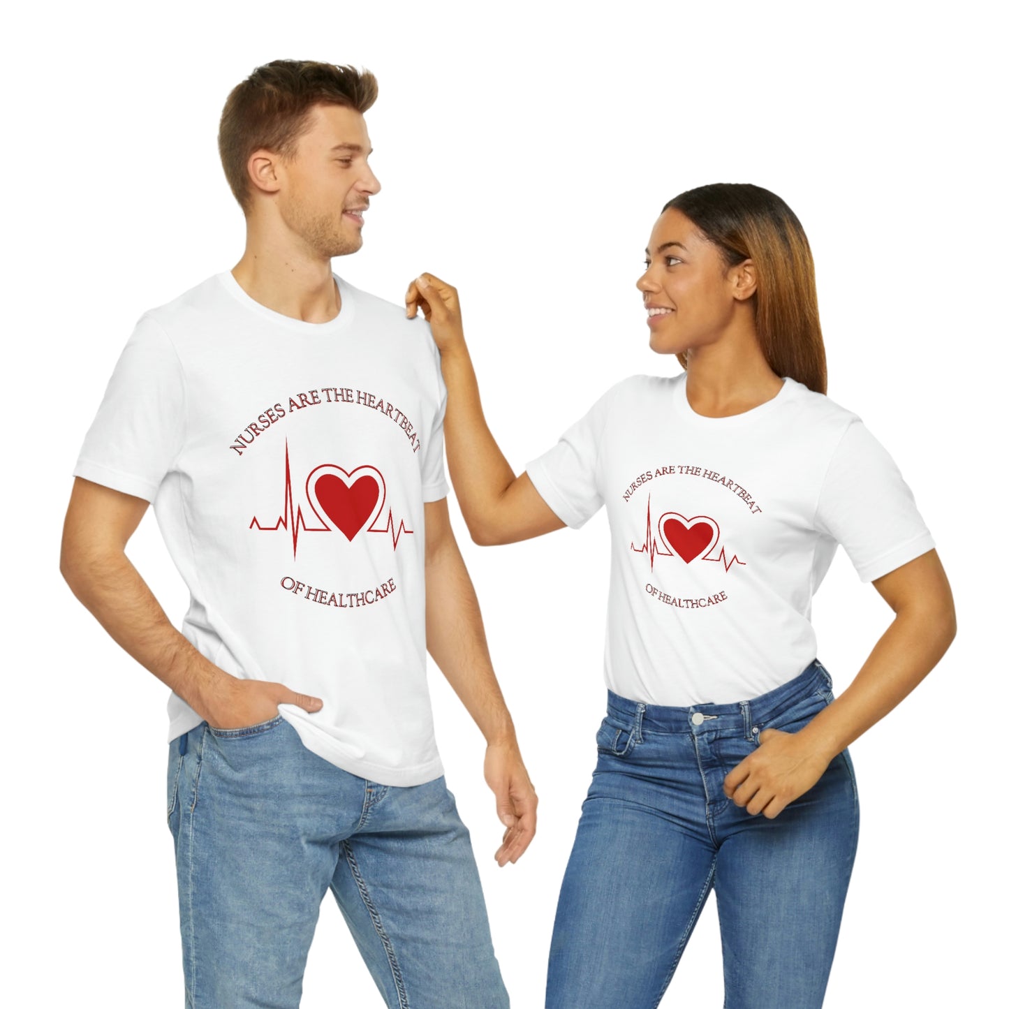 Unisex Jersey Short Sleeve Tee for Nurse, gift for nurse, nurses are the heartbeat for healthcare, heartbeat, nurse valentine gift