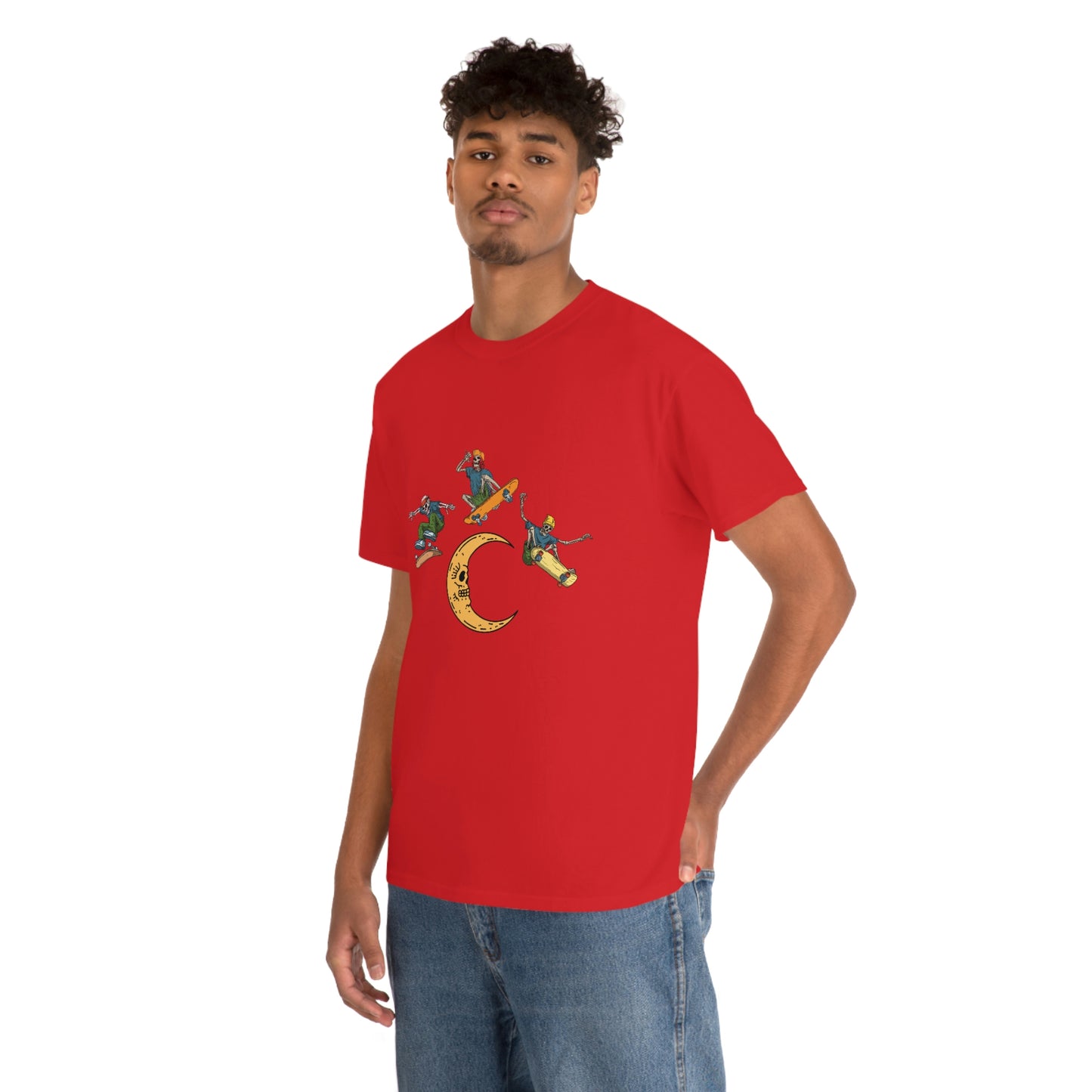 Skateboarding Skeletons Crescent Moon T-Shirt