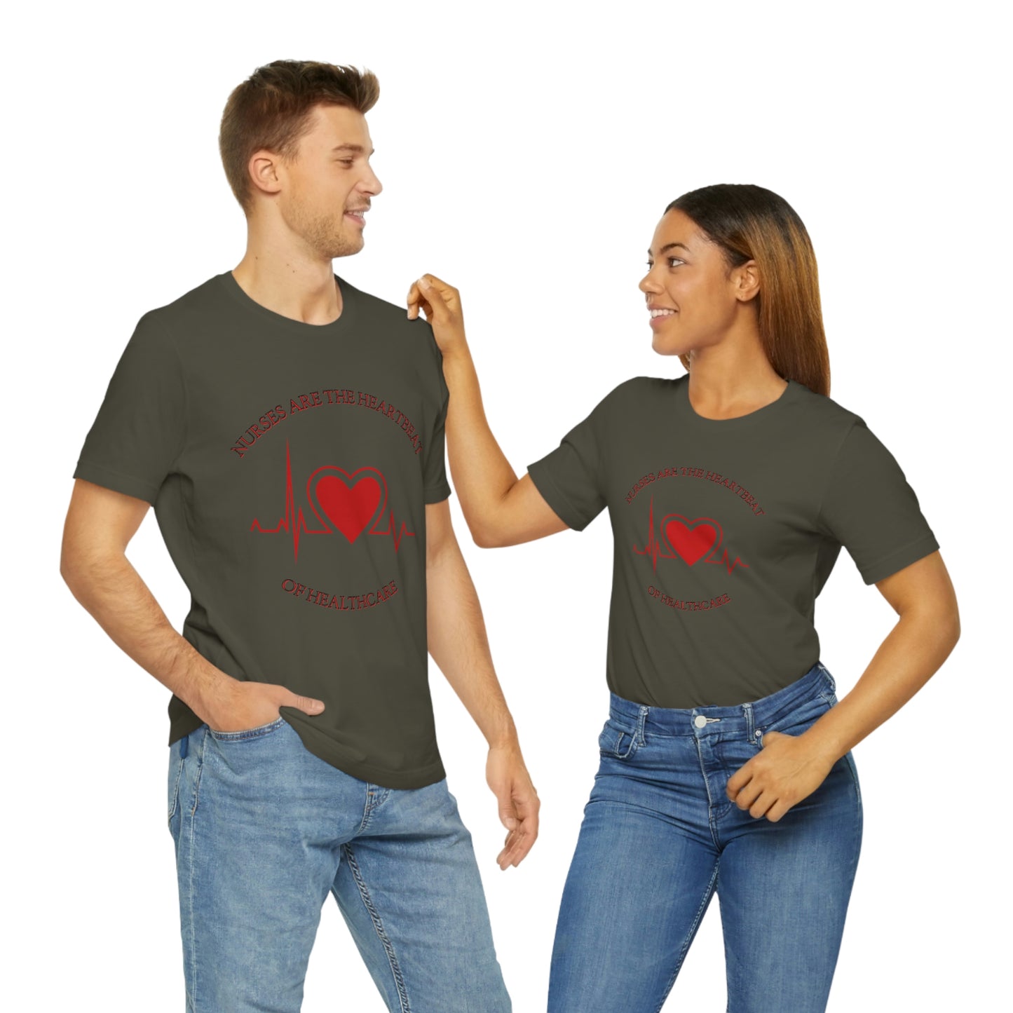 Unisex Jersey Short Sleeve Tee for Nurse, gift for nurse, nurses are the heartbeat for healthcare, heartbeat, nurse valentine gift