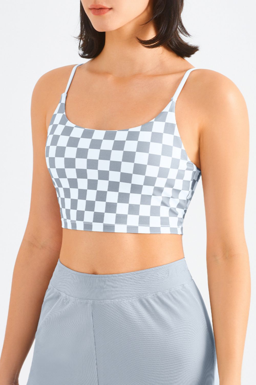 Breathable Checkered Sports Bra